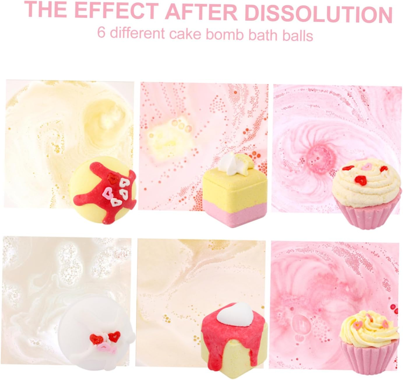 OSOLADY 6Pcs Adorable Cake Bath Salt Bombs Natural Spa Shower Bombs for Relaxation image number 6