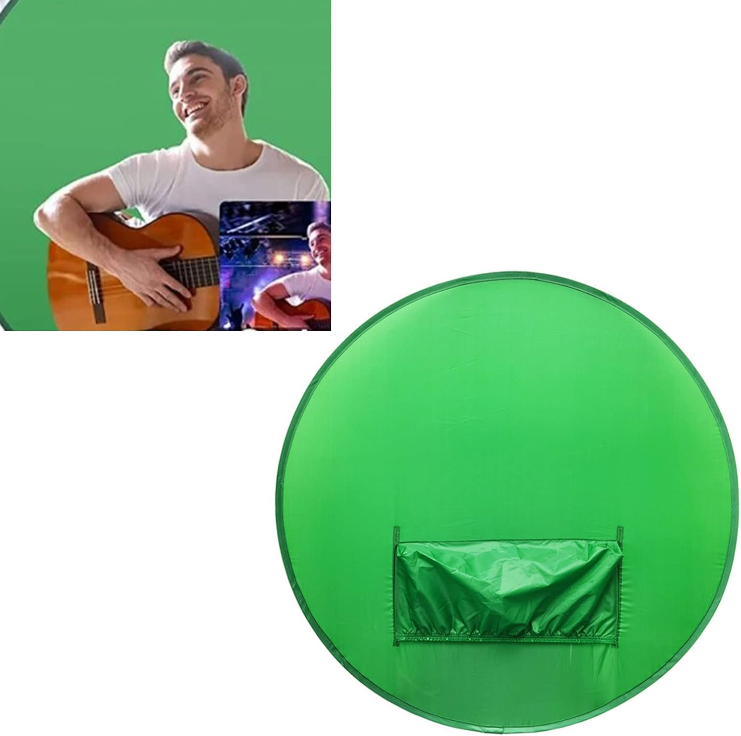 Green Screen, 142Cm round Portable Folding Backdrop for Video Recording, Photography, Live Streaming, Gaming, Small Collapsible Chair Background Cloth Greenscreen, Easy Setup image number 6
