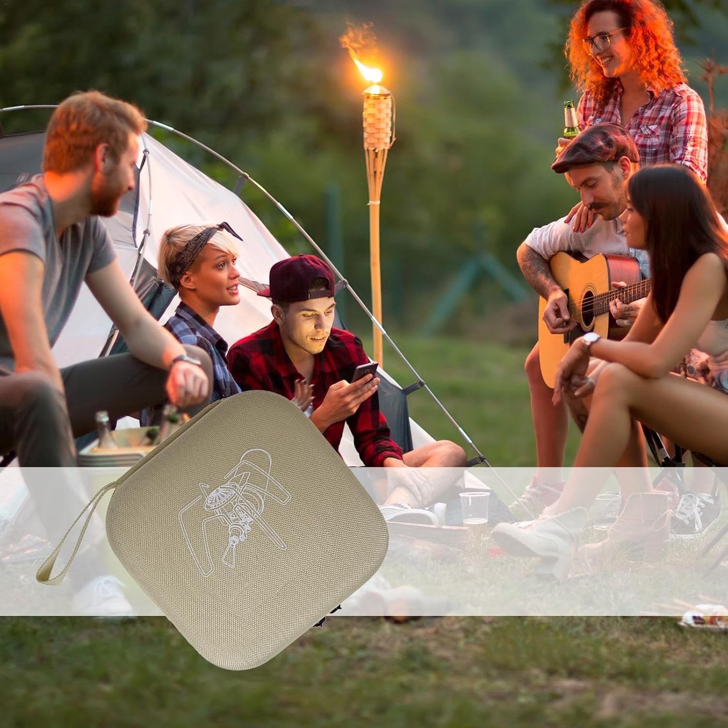 Carry Bag for Camp Stove | Waterproof Storage Bag Camp Stove Carry Bag,Thicken Dustproof Carry Case Portable Double Zipper Reusable Camp Supplies for Fishing - Green image number 4