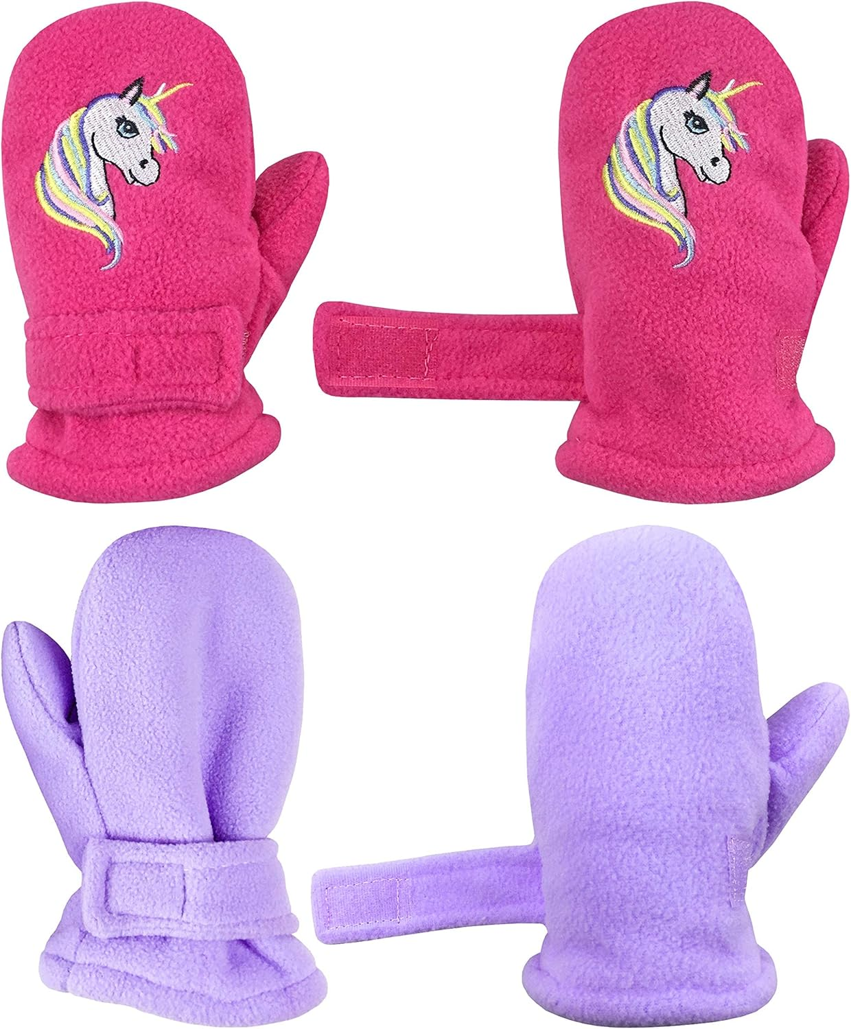 N'Ice Caps Little Kids and Baby Easy-On Sherpa Lined Fleece Mittens - 2 Pair Pack image number 2