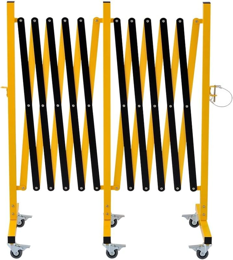 Industrial Expandable Metal Barricade, Safety Barrier with Casters, Flexible Mobile Gate, Adjustable Traffic Fence, 5 Meters, Yellow and Black image number 1