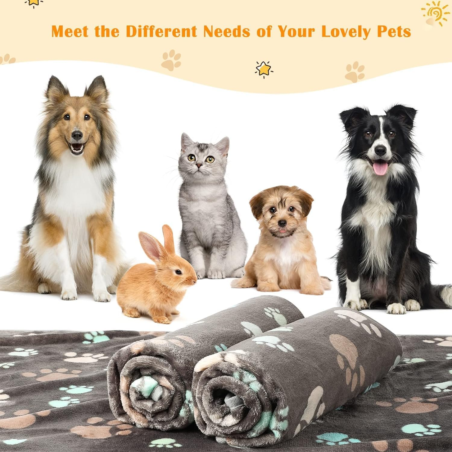 3 Packs Puppy Blanket Super Soft Warm Sleeping Mat Cute Printed Blanket Plush Pet Blanket Soft Warm Flannel Dog Blanket for Puppies and Kittens, 23 "X15" image number 1