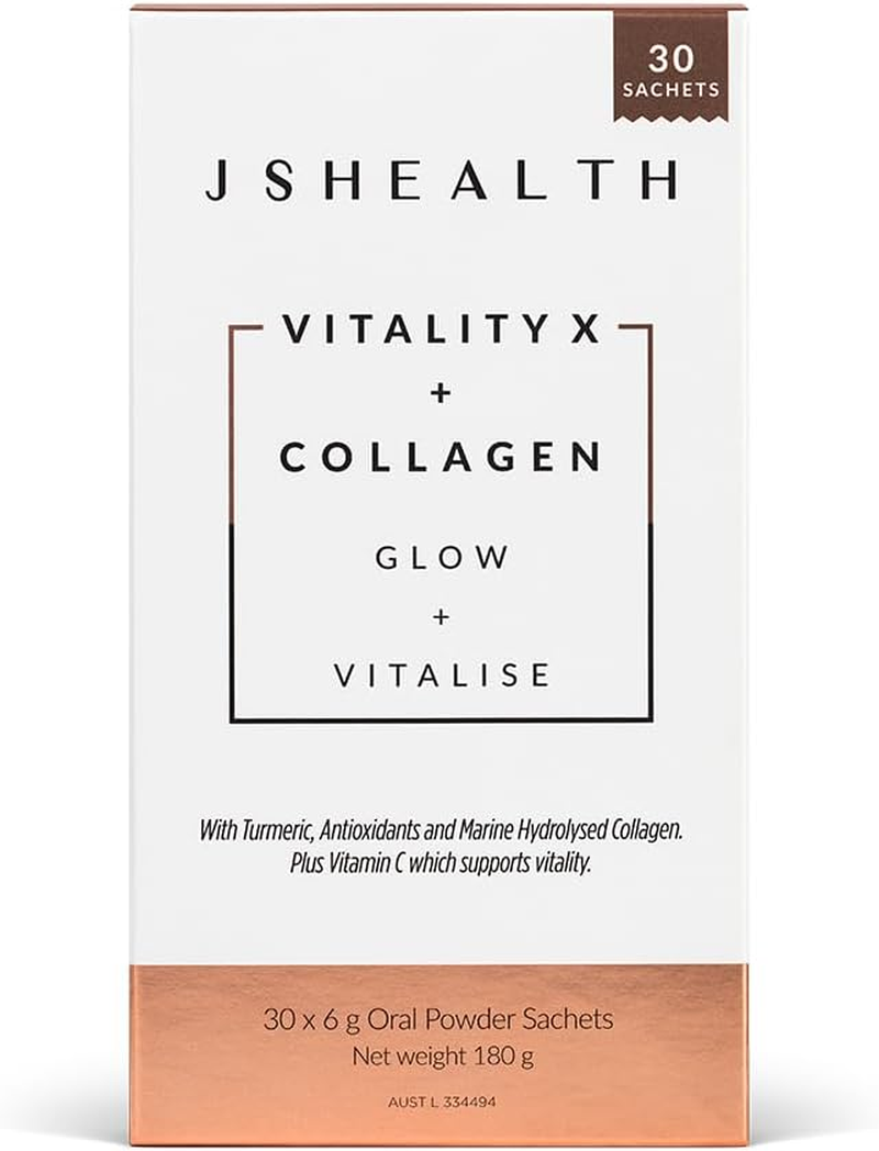 Jshealth Vitamins Vitality X + Collagen - Beauty Powder Supplement Sachets with Aloe Vera Silica and Vitamins C & E to Nourish Hair Skin and Nails (30 Sachets) image number 6