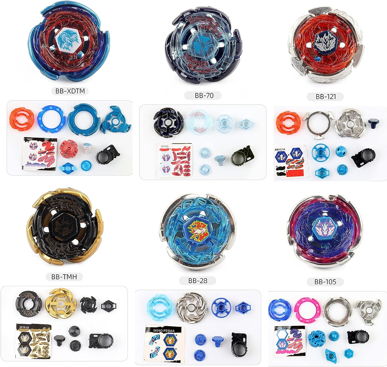 Gyros 6 Pieces Pack, Battling Tops Metal Fusion Starter Set with Stickers Two Launchers Gift Idea Toys for Boys Kids Children Age 6+&hellip; image number 2