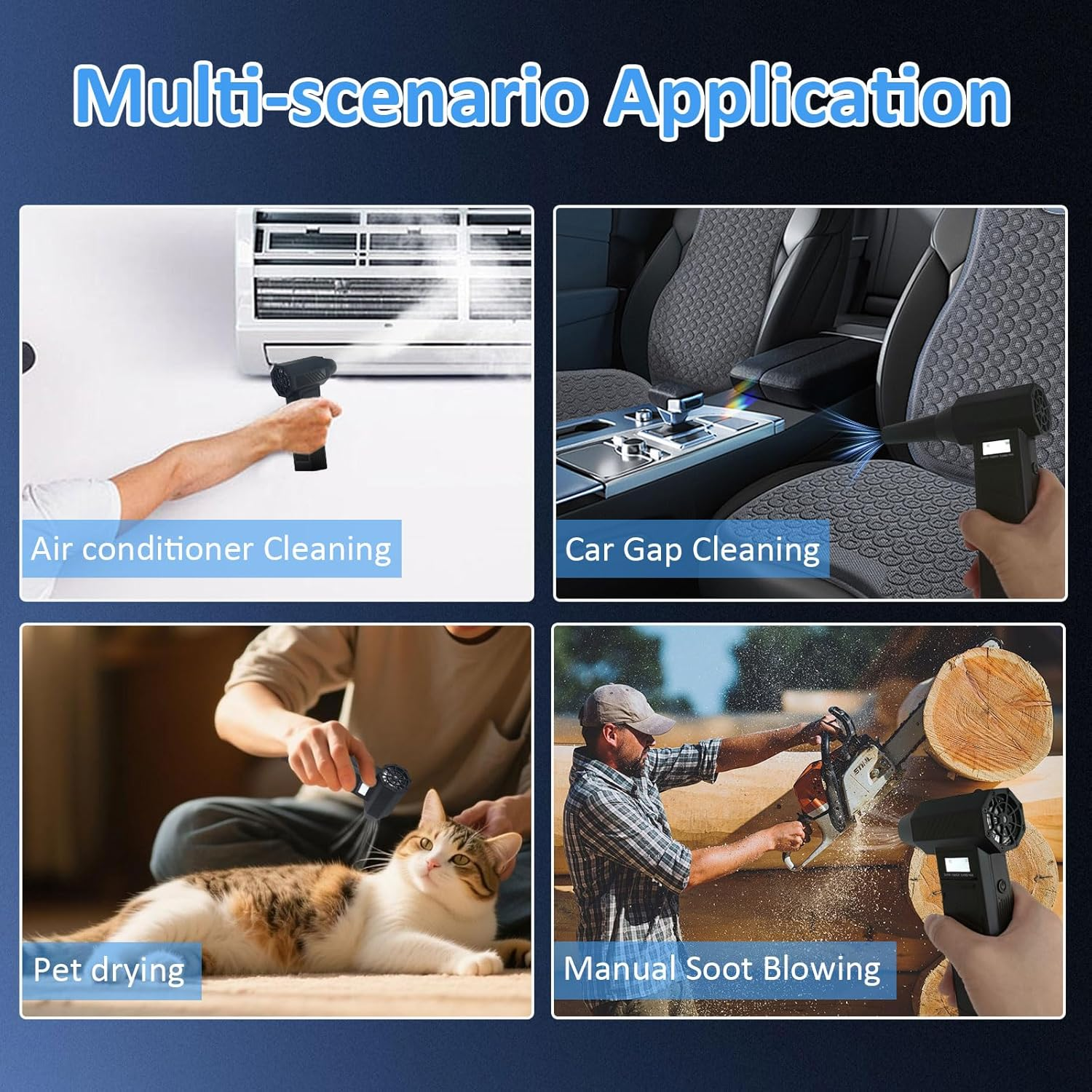 YLSD Electric Air Duster, 130000RPM Mini Turbo Jet Blower with Display Screen & LED Light, 4 Gear Adjustable Compressed Air Blower, Powerful Dusters for PC, Car, Home & Outdoor Cleaning image number 5