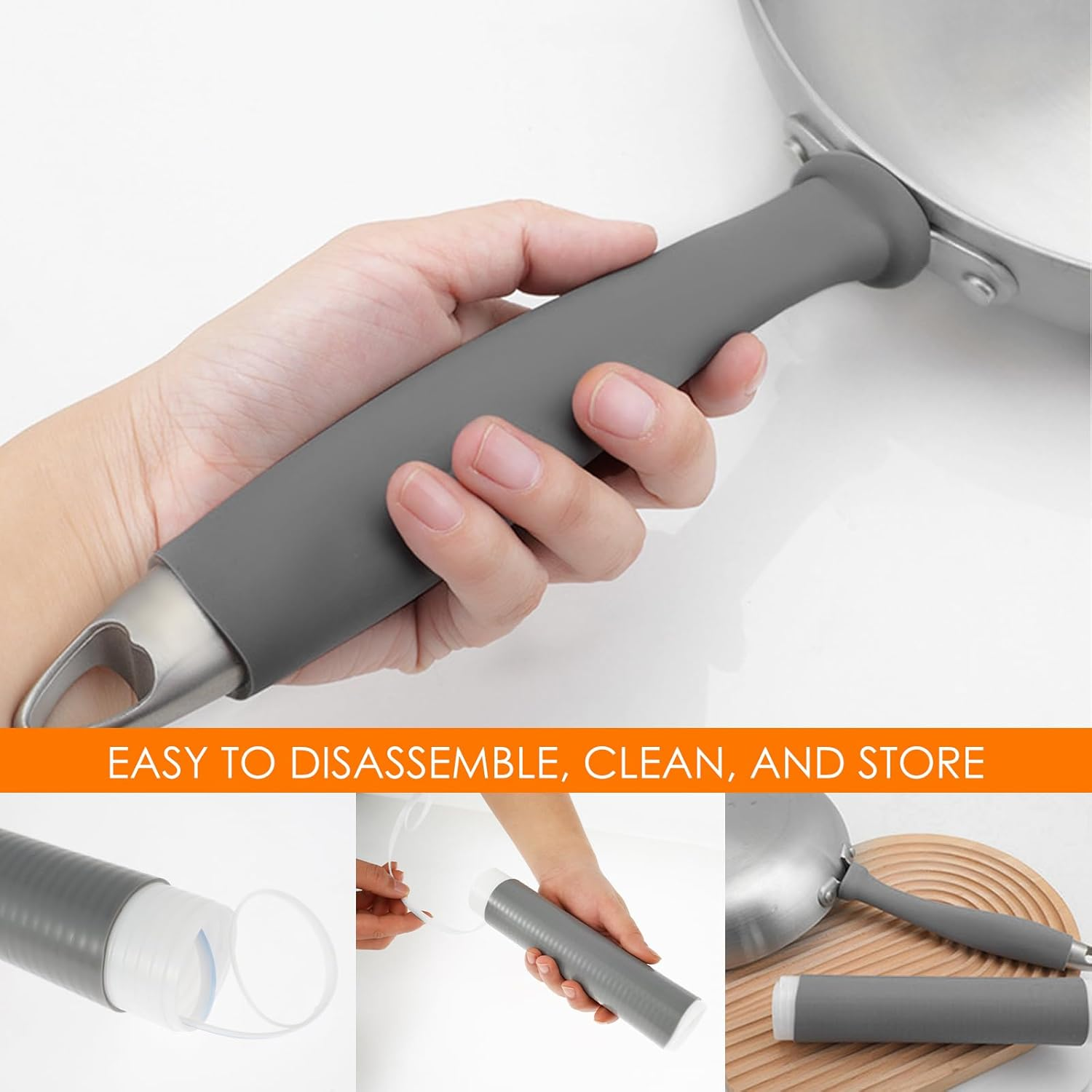 3Pcs Hot Handle Covers Anti-Scalding Silicone Pot Handle Holder Heat Resistant Baking Pa Handle Sleeve for Frying Pan Griddle Pan, Protect Your Hands(S+M+L) image number 4