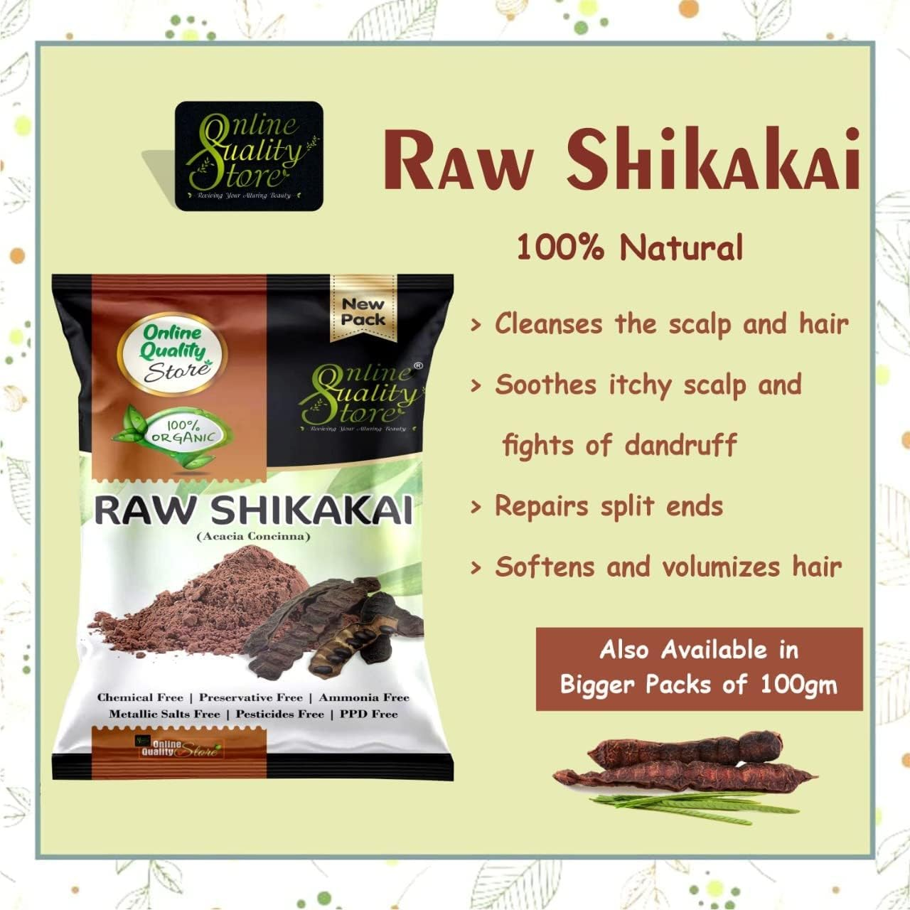 Online Quality Store Herbal Hair Shampoo and Hair Mask (Raw Form -Amla, Reetha, Shikakai, Bhringraj and Hibiscus) Combo Pack for Healthy Hair (Pack of 5)_1500G Hair Care Products image number 6