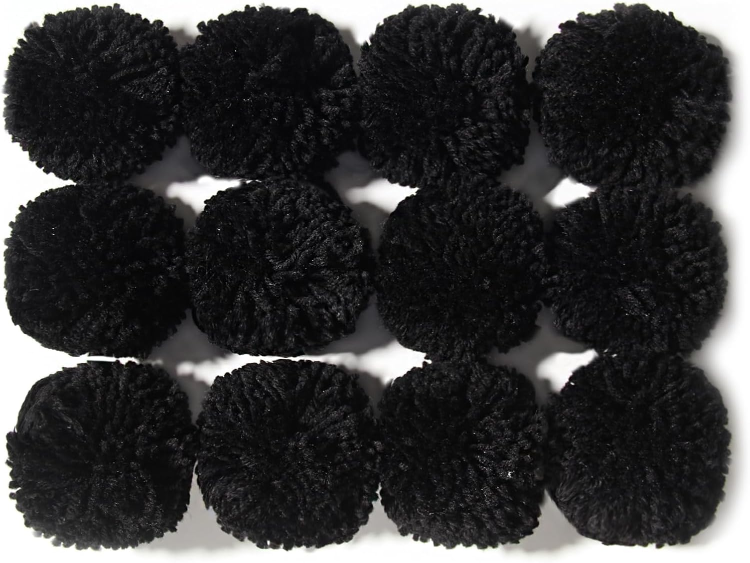 Pack of 12 Yarn Pom Poms for Hats 8CM-3INCH Party Supplies Handmade Art and Craft Decorative Accessories (Black)