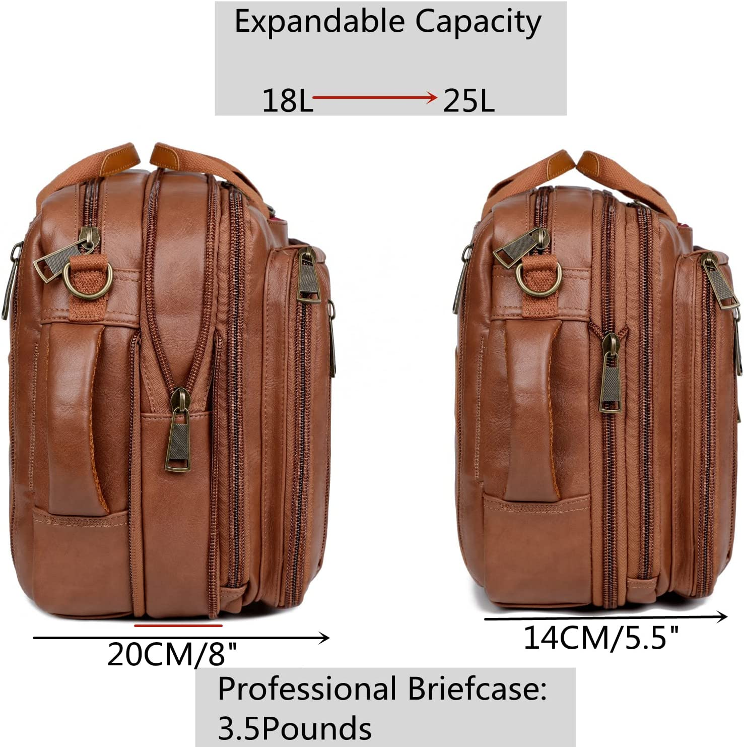 Vegan Leather Laptop Backpack Briefcase Hybrid 15.6 Inch Laptop Travel Backpack Hiking College Backpack for Men BC-04 image number 3
