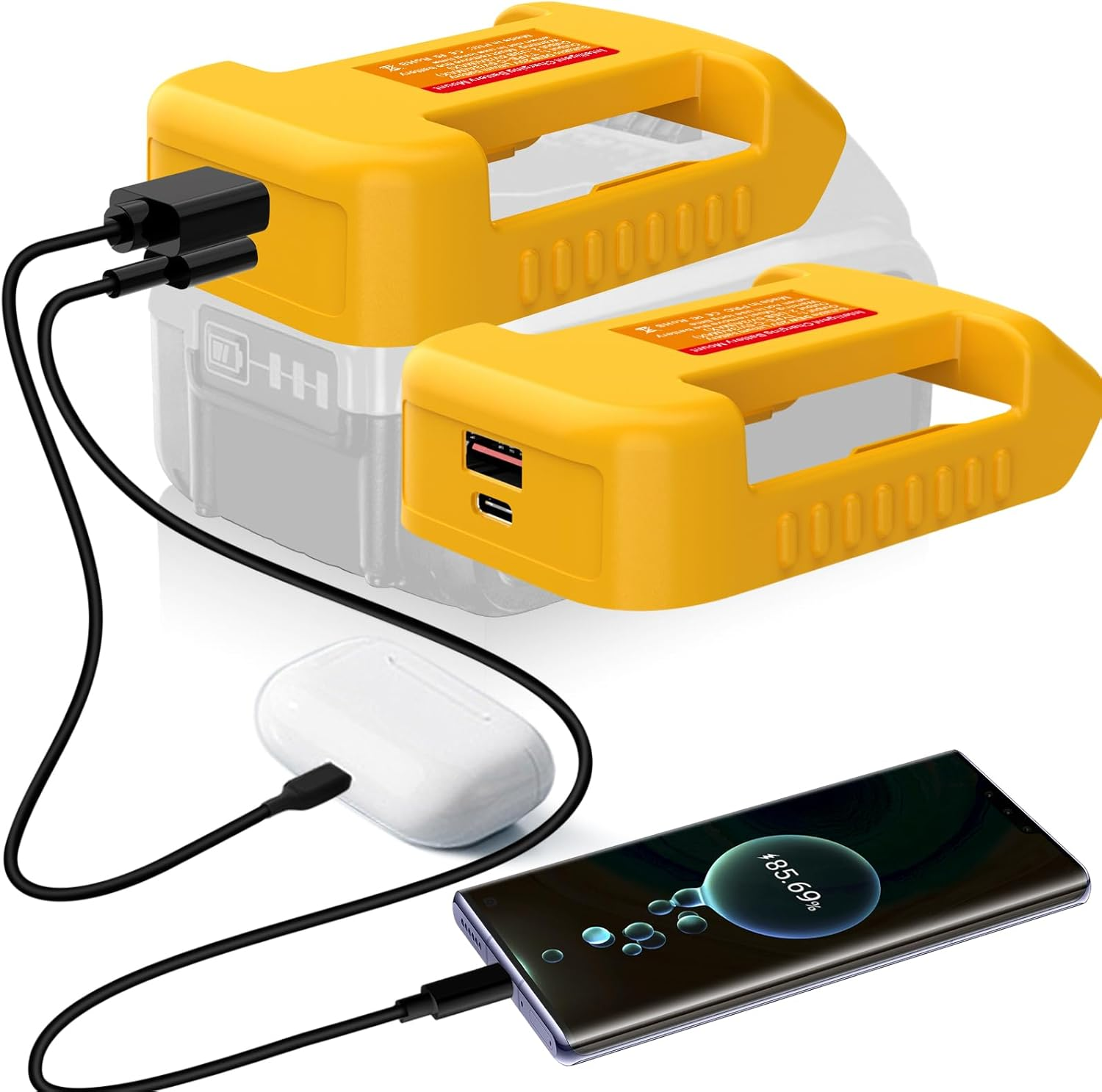 2 Packs USB Charger for Milwaukee 18V M18 Battery, Power Connector with USB and Type-C Charging Interface, Power Wheel Adapter (Adapter Only)