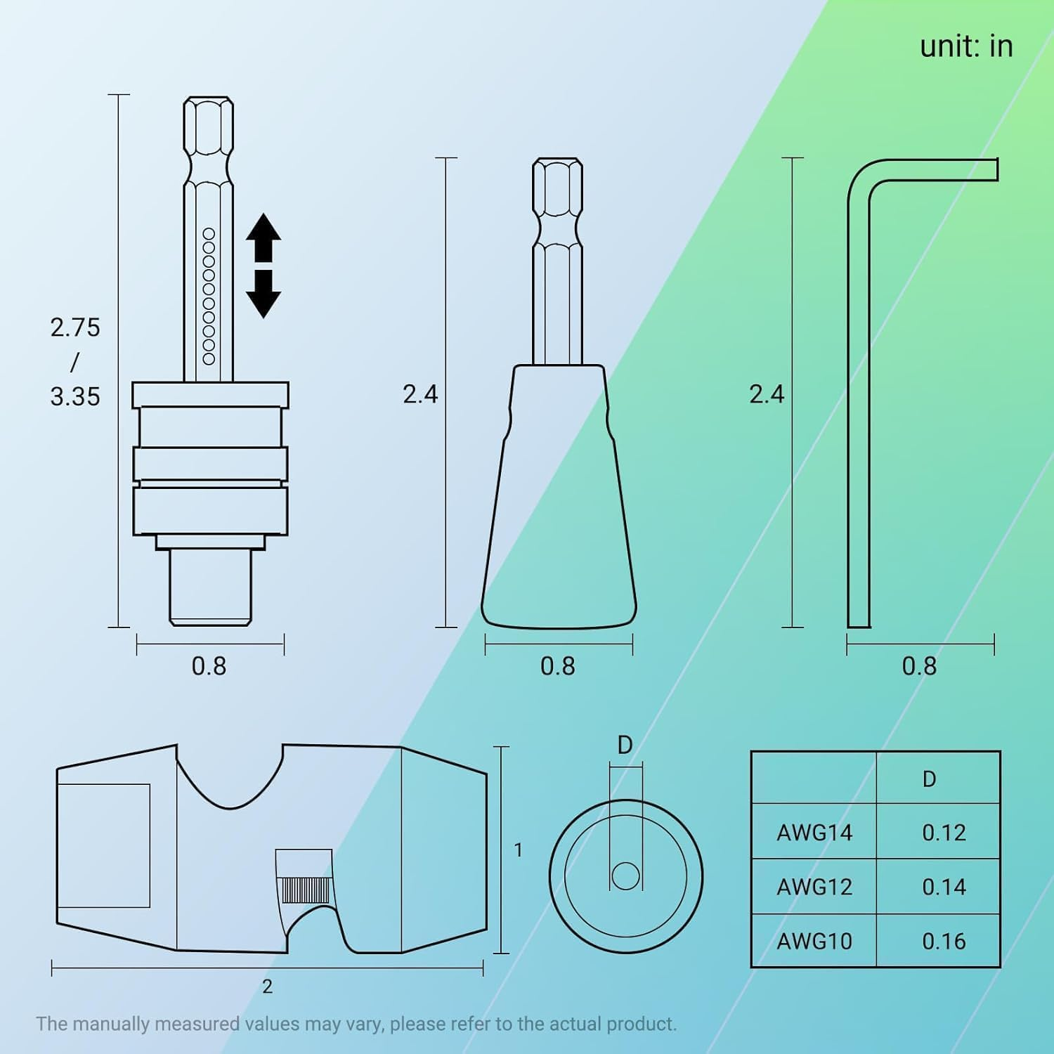 2 Pcs Wire Stripper and Twister for AWG,14-12-10 Gauge Electric Wire Stripper Wire Twister Tool for Drill Set 4In1 Professional Electrician Wire Twister Stripping and Twisting Tool(4Pcsawg) image number 1