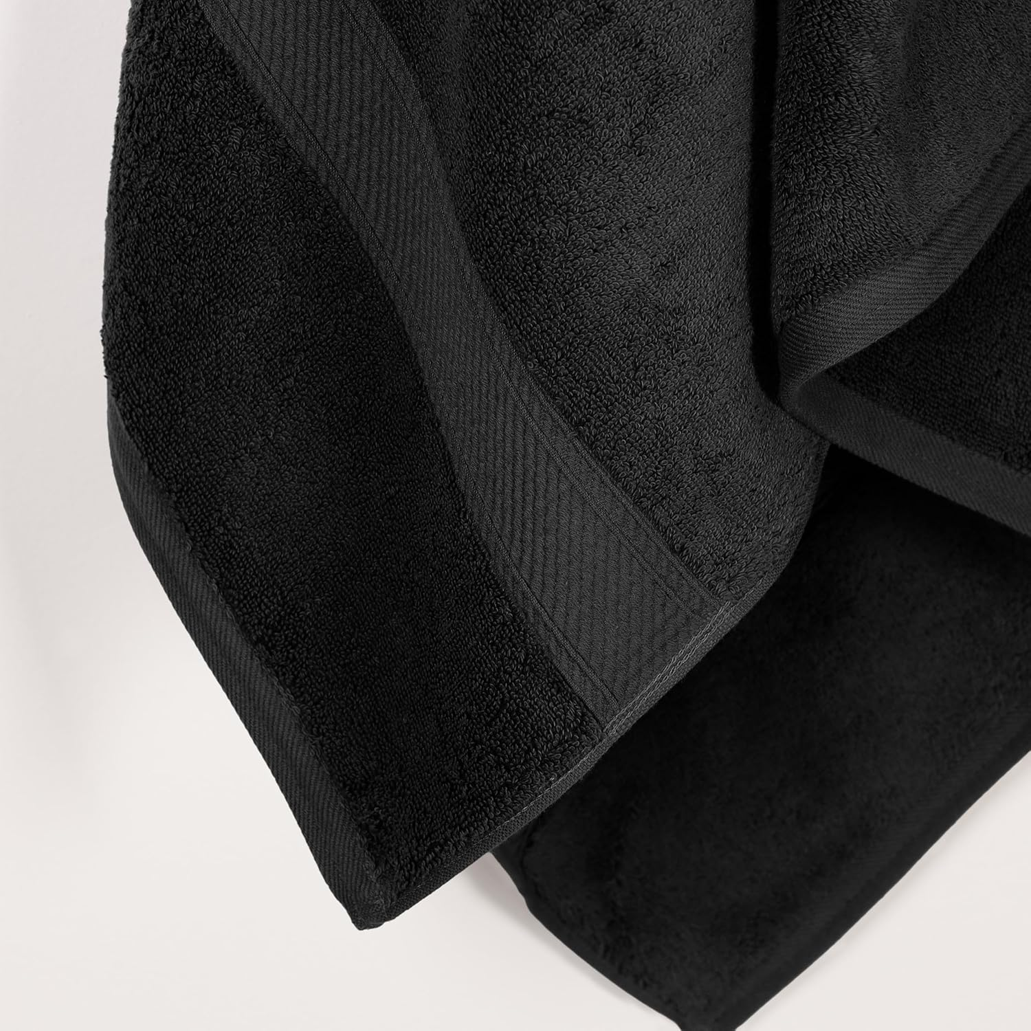 Superior 900 GSM Luxury Bathroom Towels, Made of 100% Premium Long-Staple Combed Cotton, Set of 2 Hotel & Spa Quality Bath Towels - Black, 30" X 55" Each image number 4