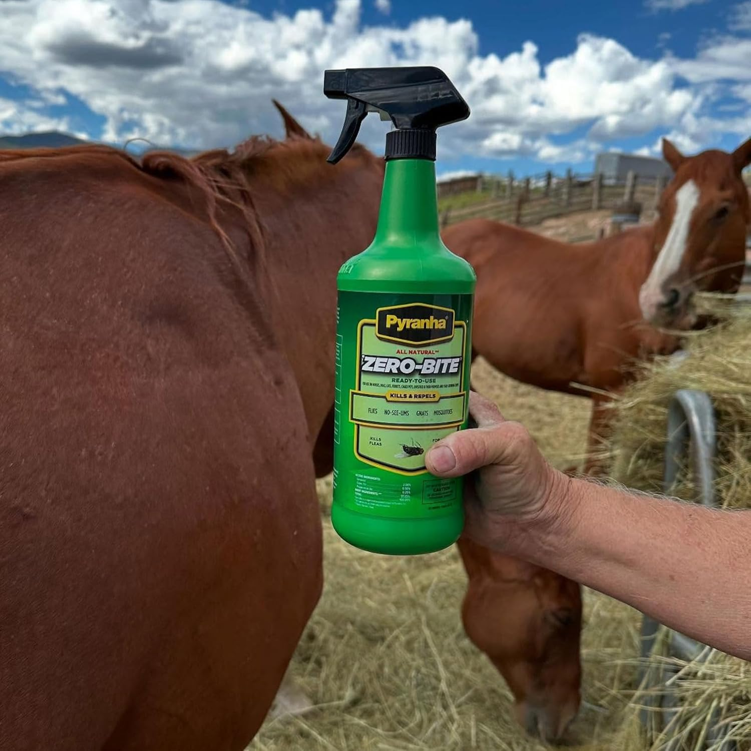 PYRANHA Zero-Bite All Natural Fly Spray - Ready to Use Water Based Repellent for Horses, Dogs, Cats, Ferrets, Caged Pets, Livestock | Kills & Repels Flies, Gnats, Mosquitoes - 1 Quart image number 4