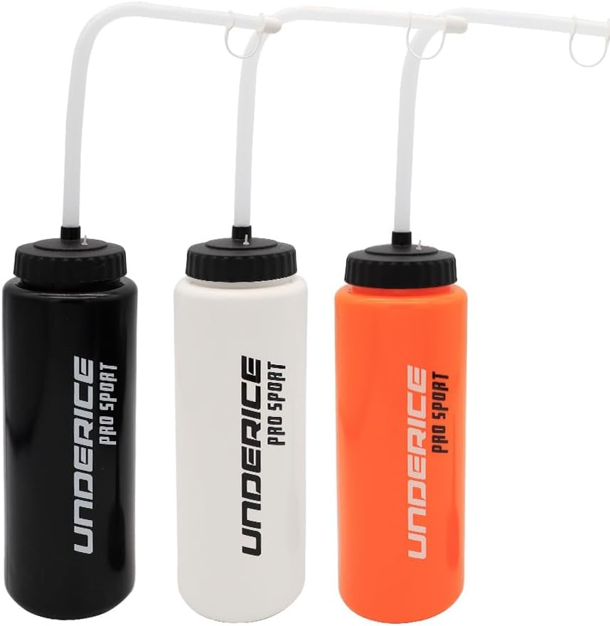 THJOPOKEEL 1 Liter Sports Water Bottle W/Long Straw Hockey Lacrosse Water Bottle with Straw BPA Free Easy Squeeze Plastic Use W/Sport Helmet in Football Baseball Gym Yoga - Black image number 7