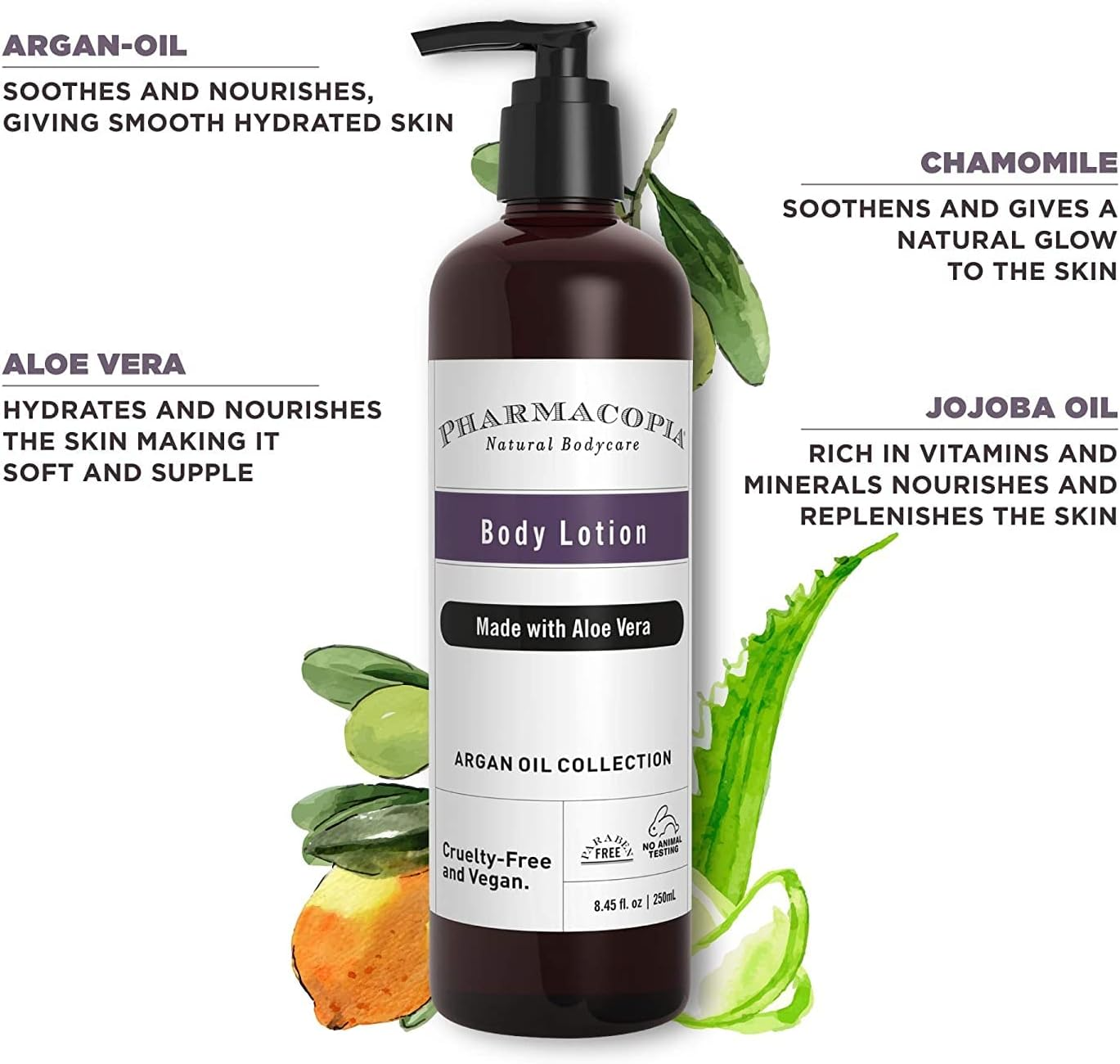 Kimirica Pharmacopia Argan Oil & Aloe Vera Organic Body Lotion 250Ml, 100% Vegan and Paraben Free Daily Moisturizer for Dry Skin image number 3