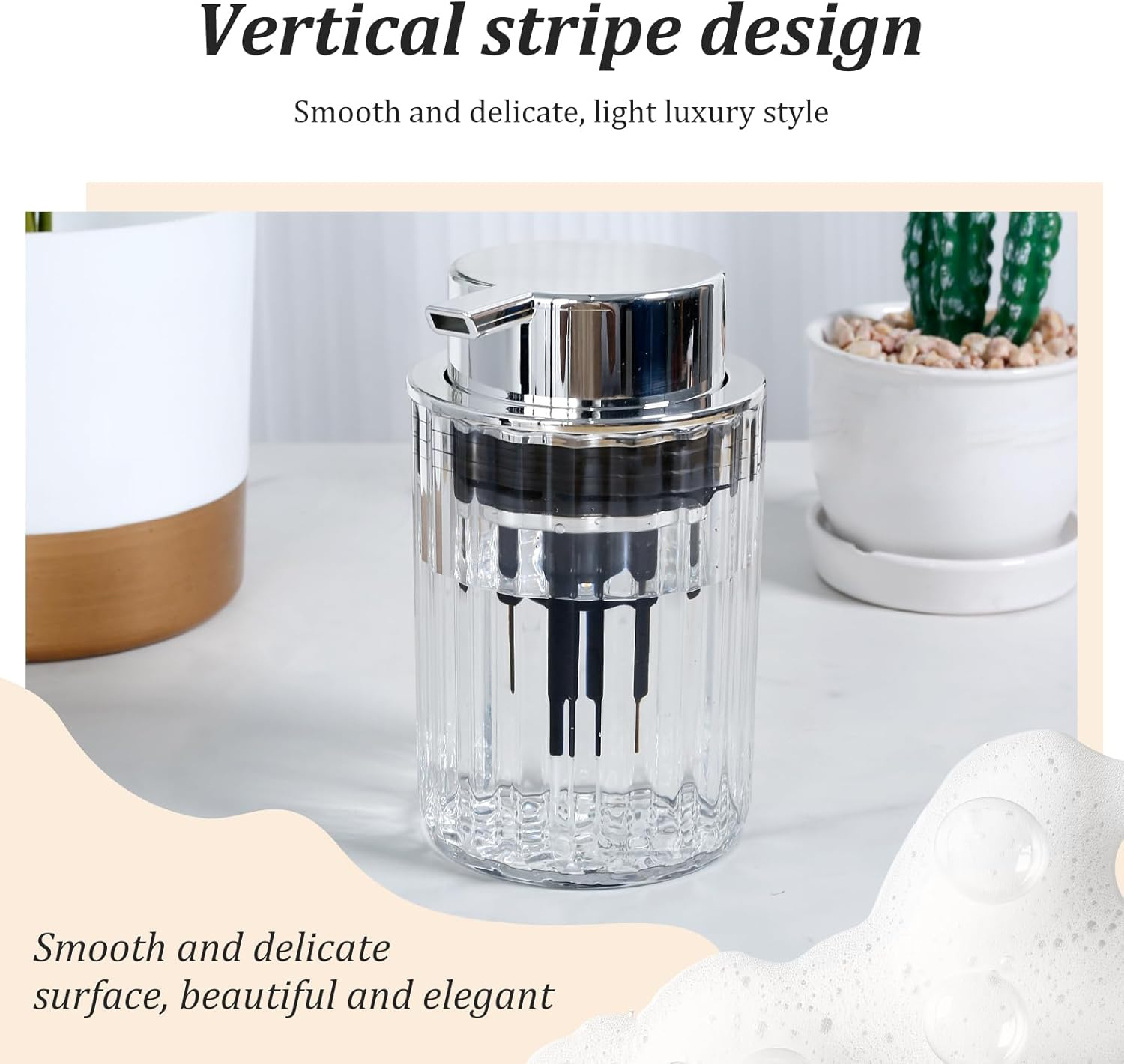 Foaming Hand Soap Dispenser, Clear Soap Foaming Dispenser, Refillable Pump, Delicate Pump Bottle Container, for Essential Oil Shampoo Dish Soap, for Kitchen Bathroom Hotel image number 3