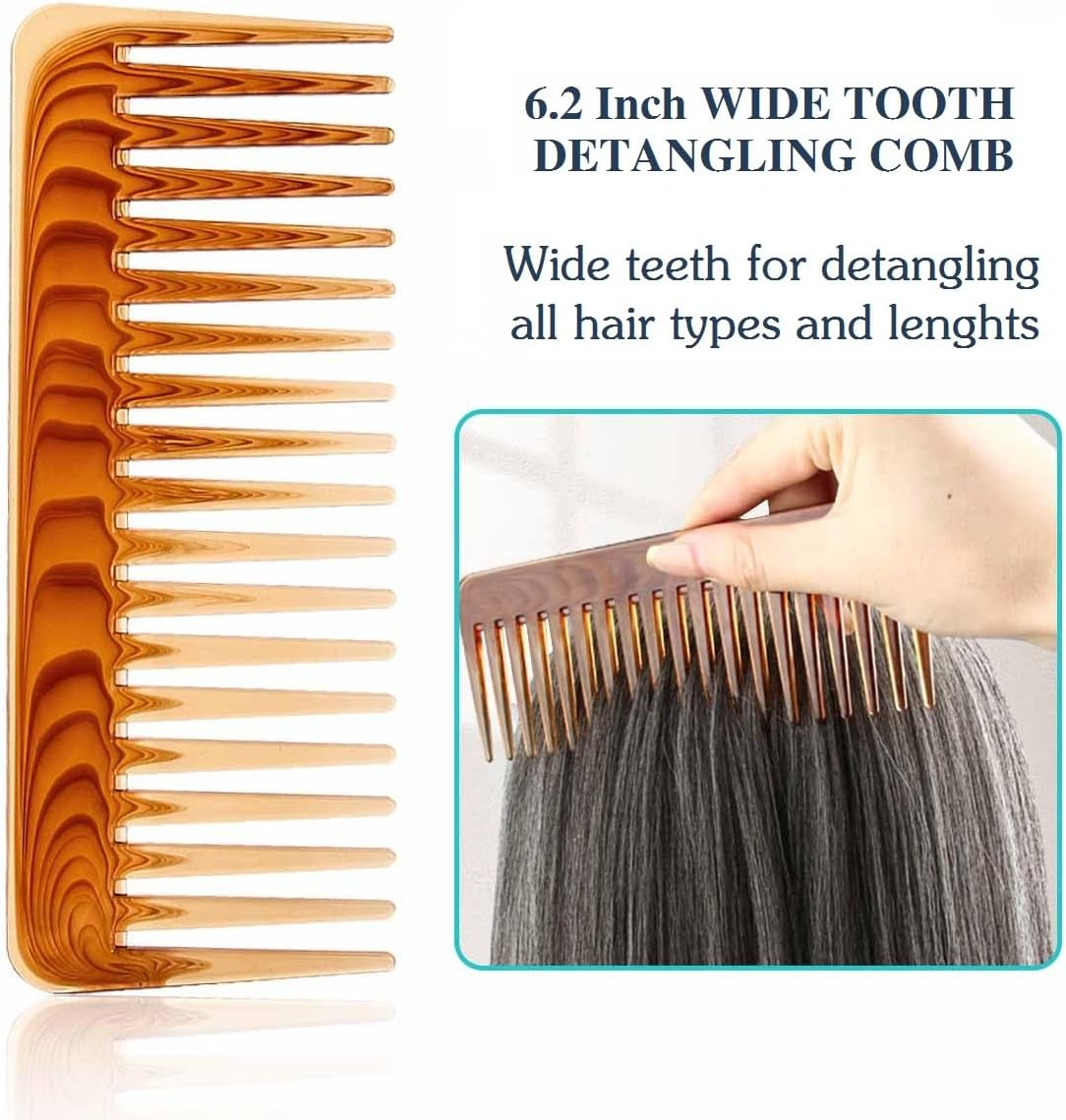 Liasun 2 Pack Large Detangling Comb 6.2 Inch Wide Teeth for Long Thick Curly Wavy Hair Styling Tools Detangling Comb for Wet and Dry image number 6