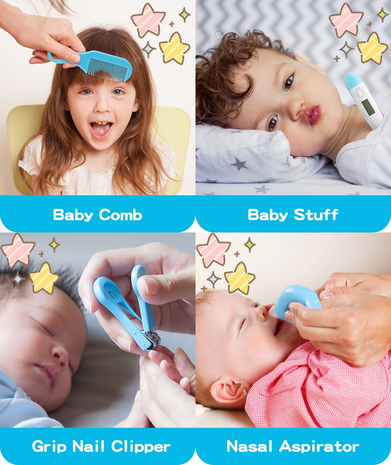 Baby Healthcare and Grooming Kit, Portable Baby Safety Care Set, Baby Essentials Kit for Newborn (Blue 26 in 1) image number 6