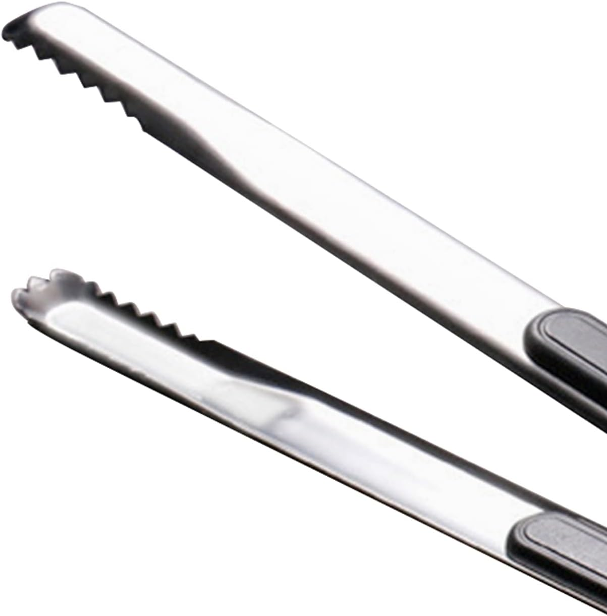 Barbecue Tongs Teeth Kitchen Cooking Tongs 25.5Cm Solid Stainless Steel Easy to (Black) image number 1