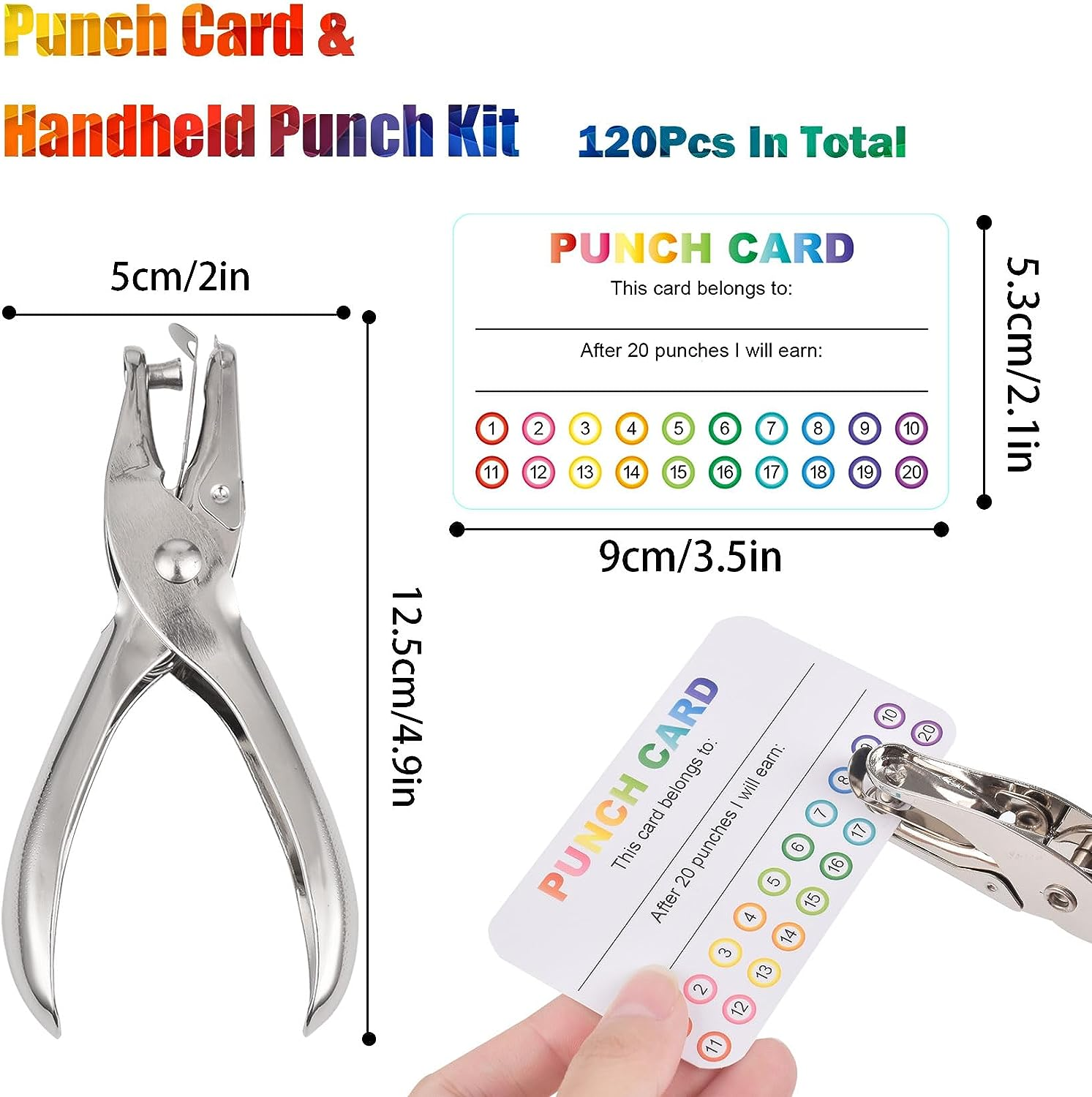 Reward Punch Cards, Classroom Incentives Behavior Punch Cards with Single Hole Puncher, 120Pcs Loyalty Punch Cards for Small Business, Special Education School Supplies Rewards for Kids image number 4