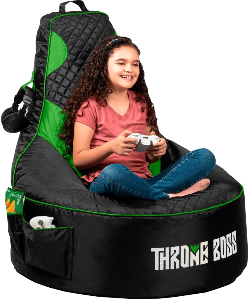 Gaming Bean Bag Chair for Adults & Kids [No Filling], Teens, Dorm Chair, Video Game Chairs, Beanbag Gaming Chair (Green, Adult)