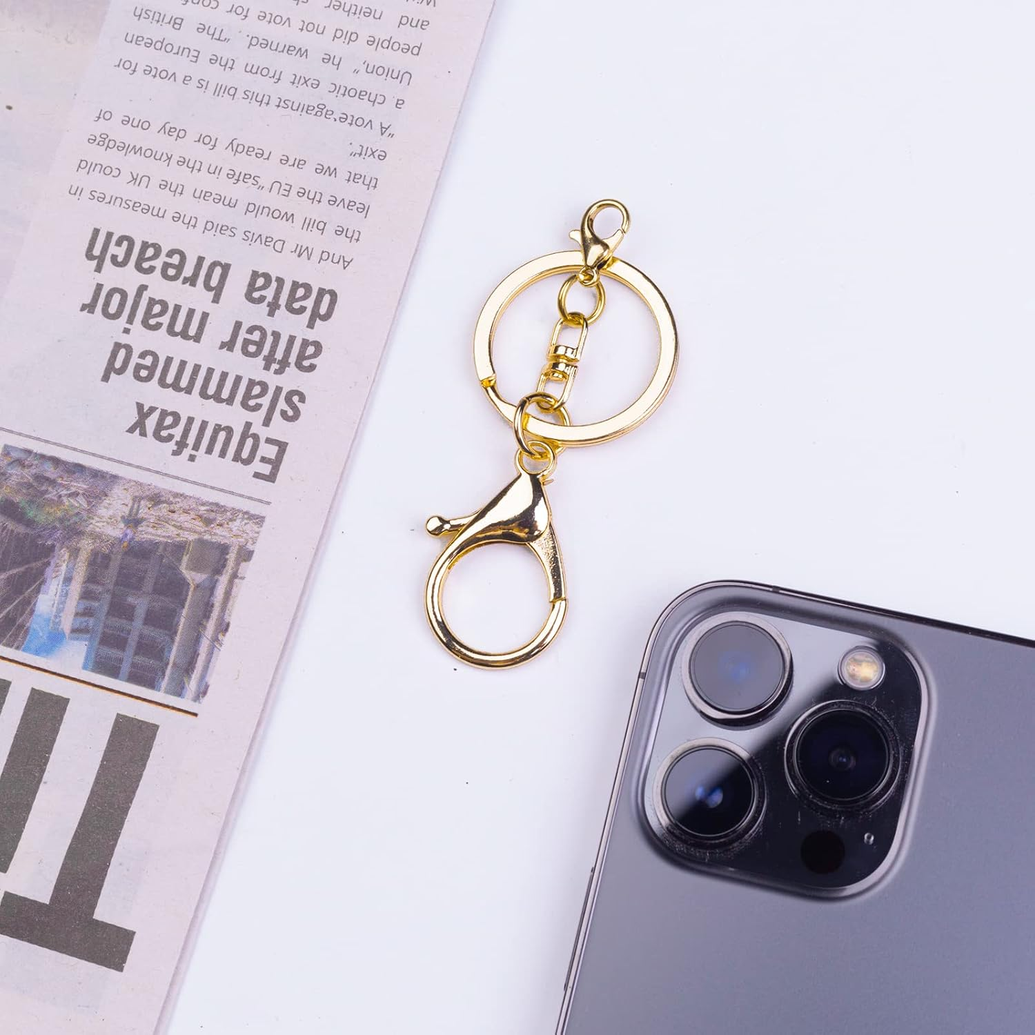 20Sets Golden Lobster Claw Clasps Hook with Flat Split Keychain Ring with Swivel Trigger Clip with Little Lobster Clasp for DIY Craft Jewelry Making - Bronze image number 7