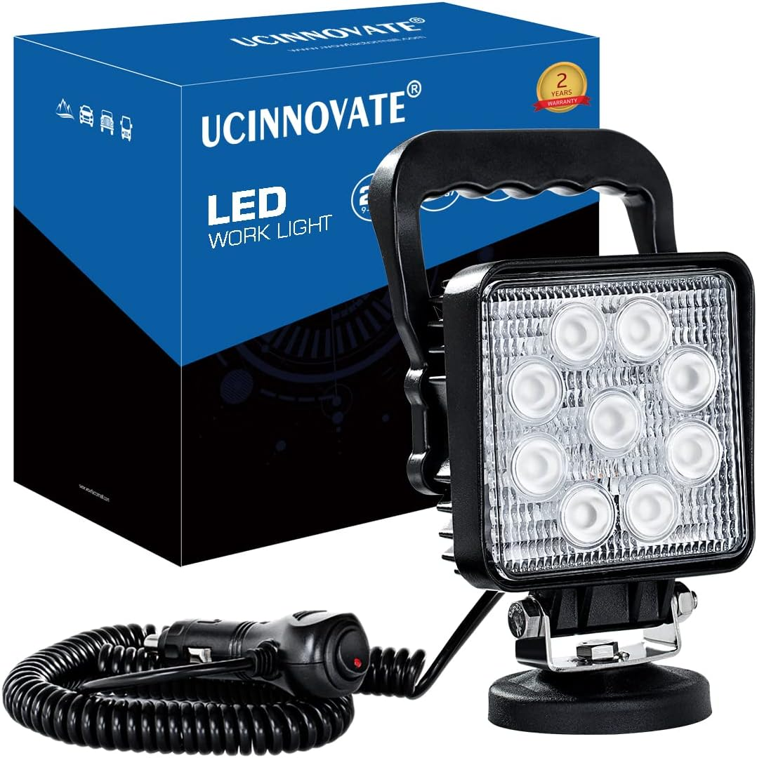 UCINNOVATE 27W Portable LED Work Light Flood Lamp with Magnetic Base for Car, Off-Road, Truck, Boat, Tractor, Truck, Engineering Vehicle, Maintenance, Camping Light DC 9-32V image number 6