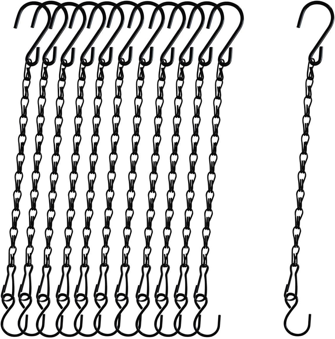 Chain for Hanging Plants,35 Inch Black Hanging Chain,Hanging Basket Chain Kits with Hooks for Bird Feeder Hanging Plant Extender Porch Wind Chime (Black, 35 Inch-2Pcs)