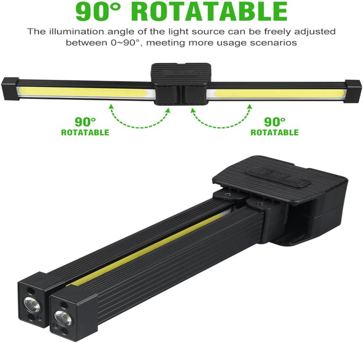 Gym Lamp for Posing, Portable Magnetic LED Flashlight with Hanging Hook, 7 Speed Dimming, 180 Degree Folding, USB Rechargeable Work Light, Camping Light for Bodybuilding, Photography, Outdoor image number 1