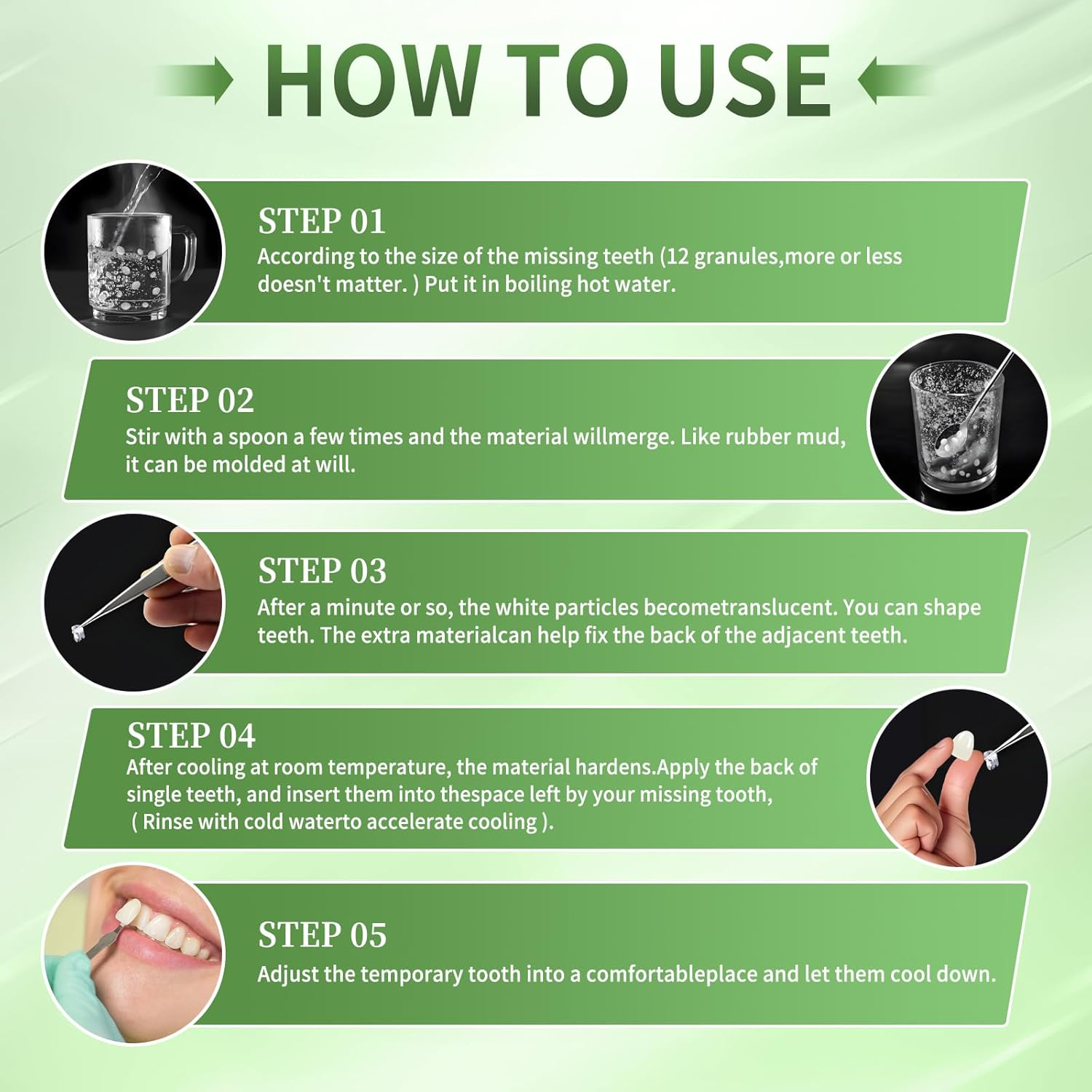 Tooth Repair Kit for Filling the Missing Broken Tooth and Gaps-Moldable Fake Teeth and Thermal Beads Replacement Kit-White-A01 image number 2