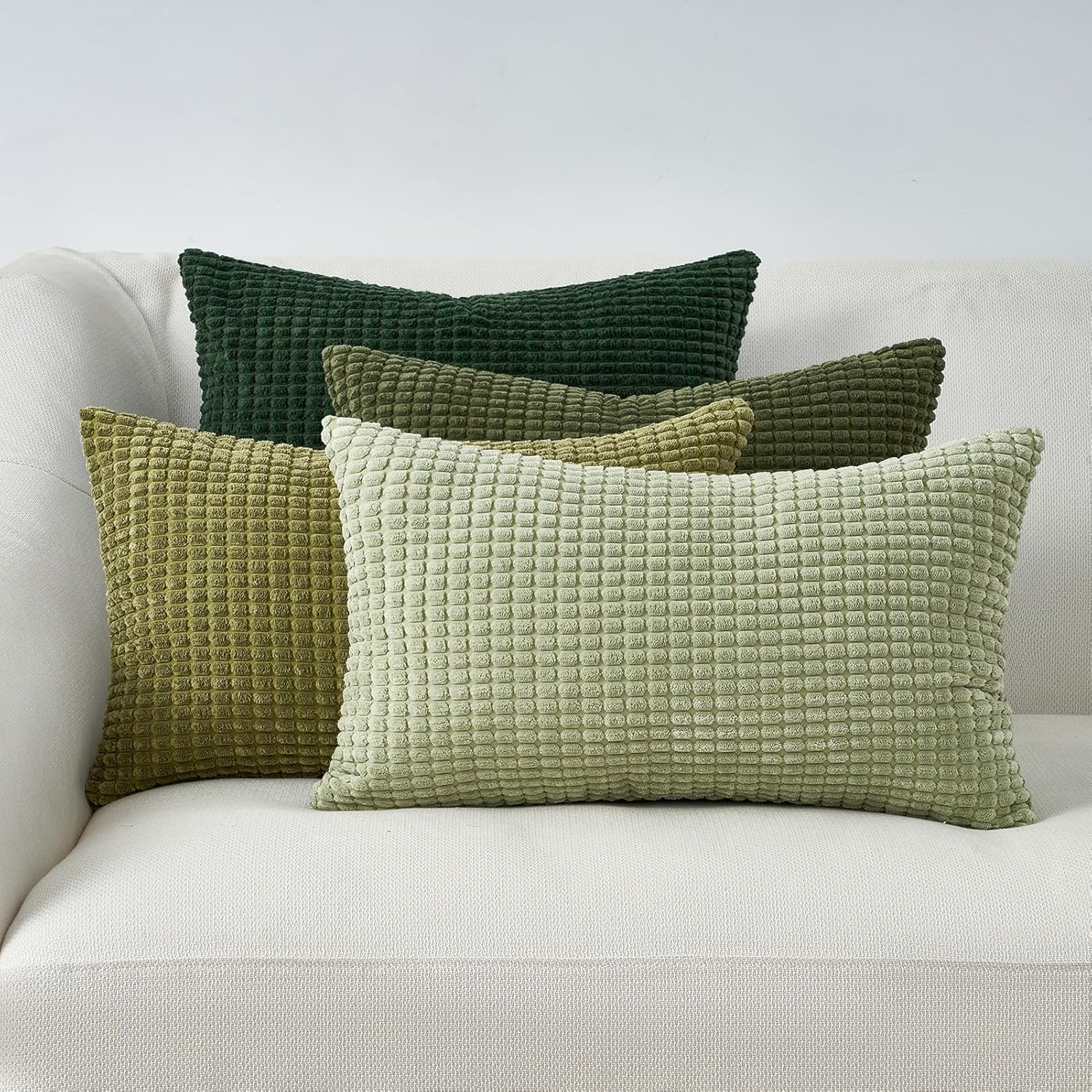 Gioia Casa Corduroy Corn Grain Cushion Covers - Soft Velvet with Hidden Zipper (Blue, 45Cm X 45Cm)