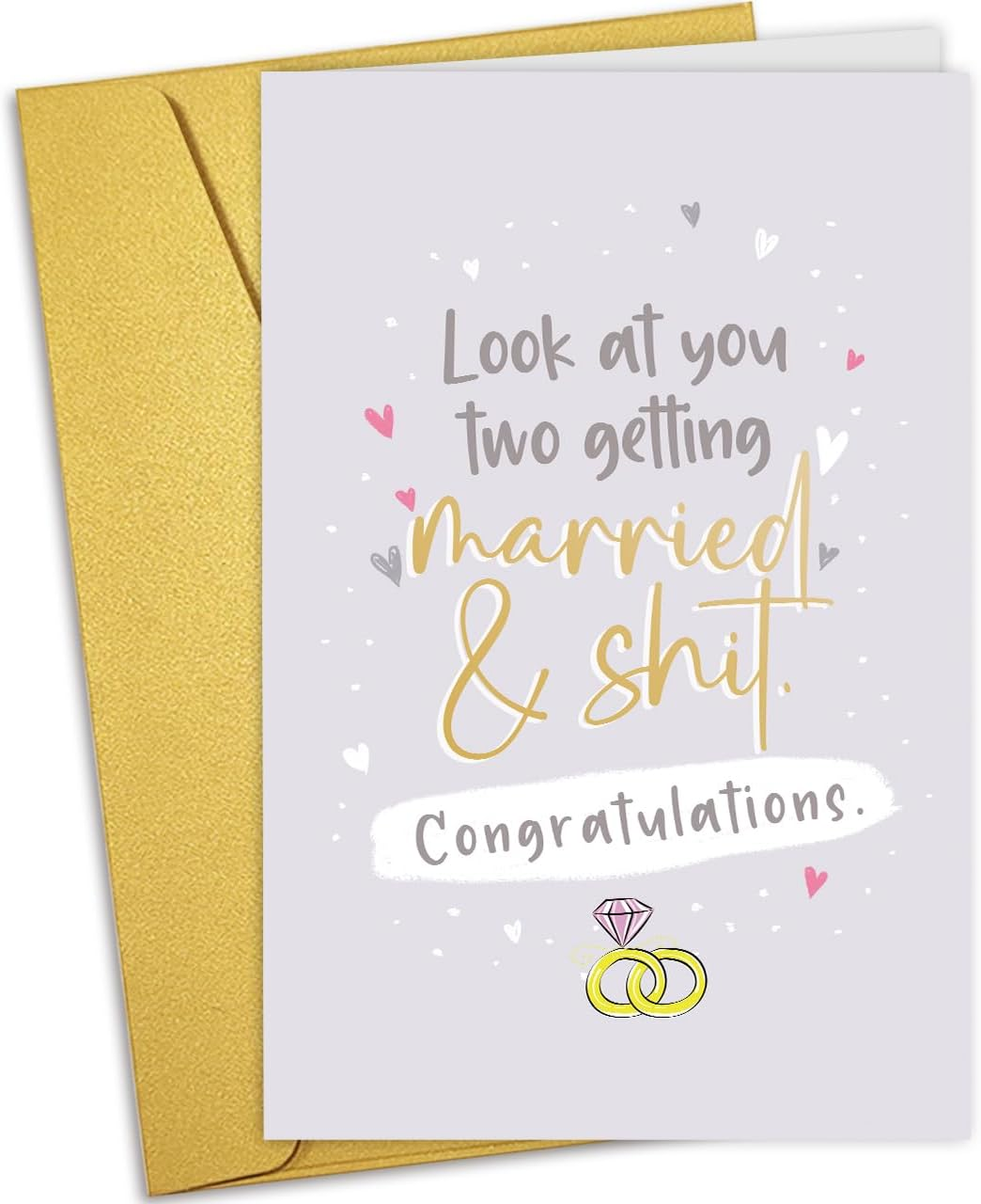 Nchigedy Funny Marriage Congratulations Card, Rude Engagement Card for Friend, Hilarious Wedding Cards, Looking at You Two Get Married