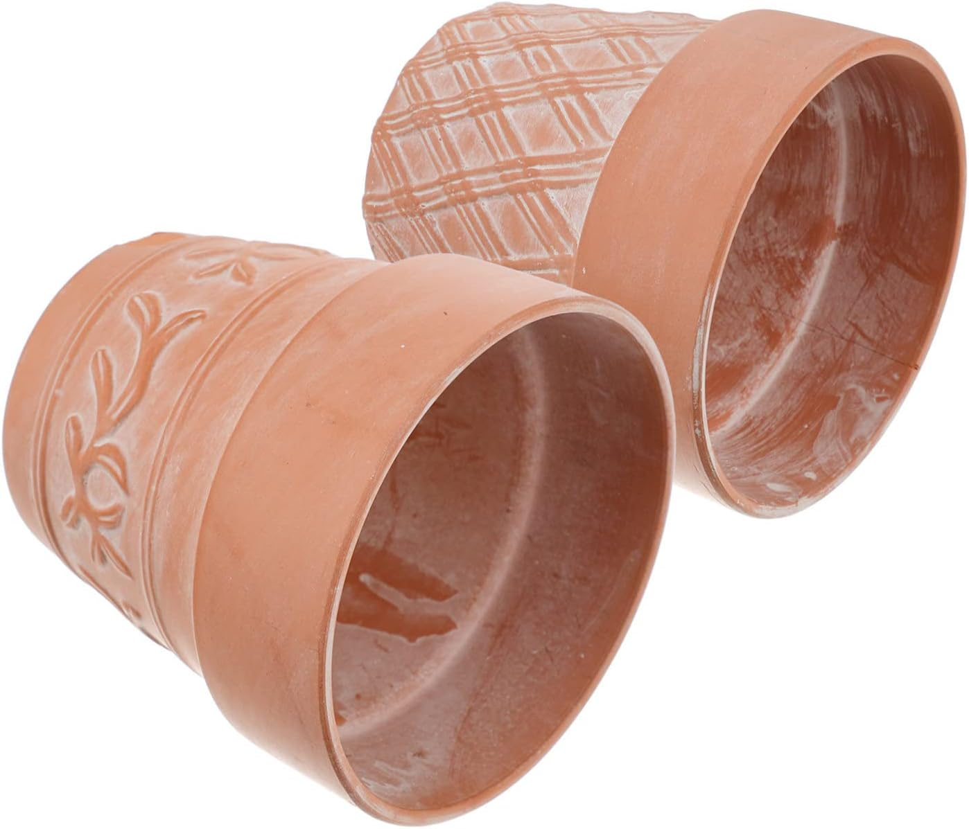 Terracotta Flower Pots Succulent Plant Pots for Indoor Tabletop Decoration 2Pcs Red Pottery Planters Creative Carved Design Suitable for Succulents and Greenery Random Style image number 1