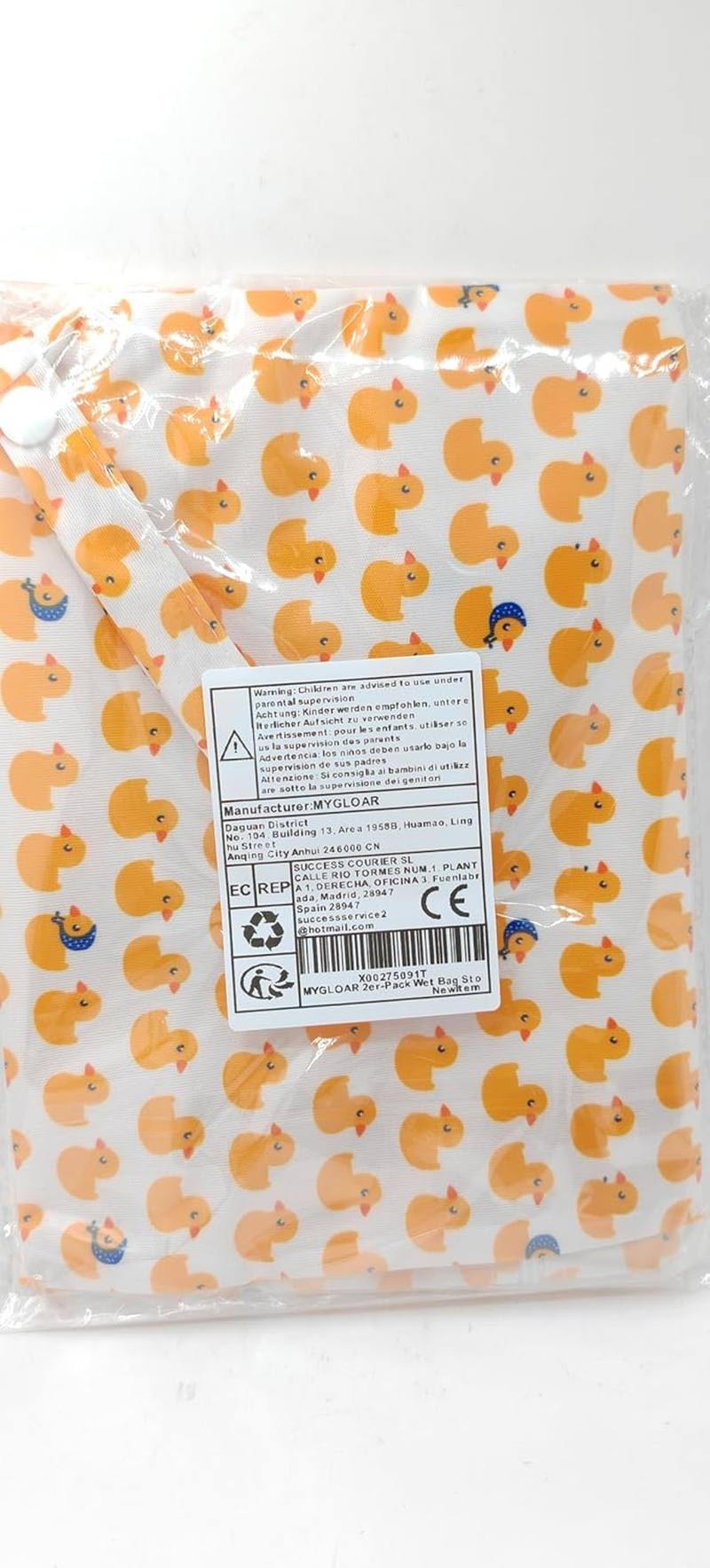 Pack of 2 Wet Bag Cloth Nappies, Wet Bag Nursery, Wet Bag, Reusable, Tarpaulin, Wet and Dry Changing Bags with Zip for Toddler Nappies, Travel, Beach and Pool, Yellow image number 4