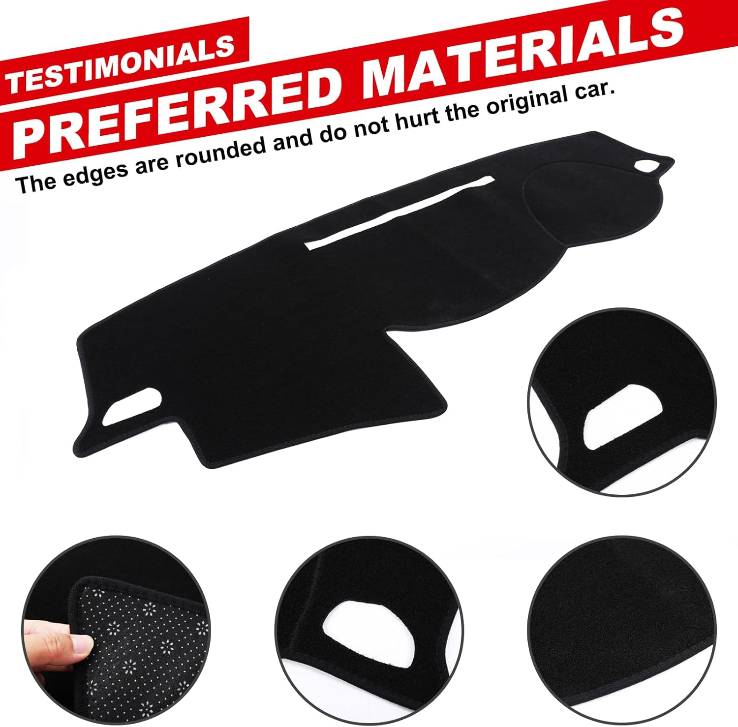 Dash Mat Compatible with Mitsubishi Triton / L200 2015-2020 Accessories | Polyester Fiber Dashboard Cover Sunshade Pad | RHD Version (Black) image number 6