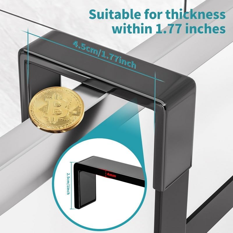 Black over Door Shower Caddy - 3-Tier Space-Saving Organiser for Bathroom/Laundry/Kitchen Storage, Rustproof & No Drilling Required - Hanging Shower Shelf for Home & Rental-Friendly