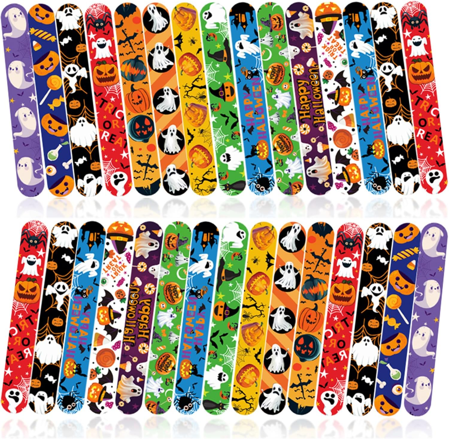 36Pcs/Pack Halloween Slap Bracelets Halloween Party Favors Friendship Bracelets Bulk for Party Supplies Snap Bracelet - Basketball image number 2
