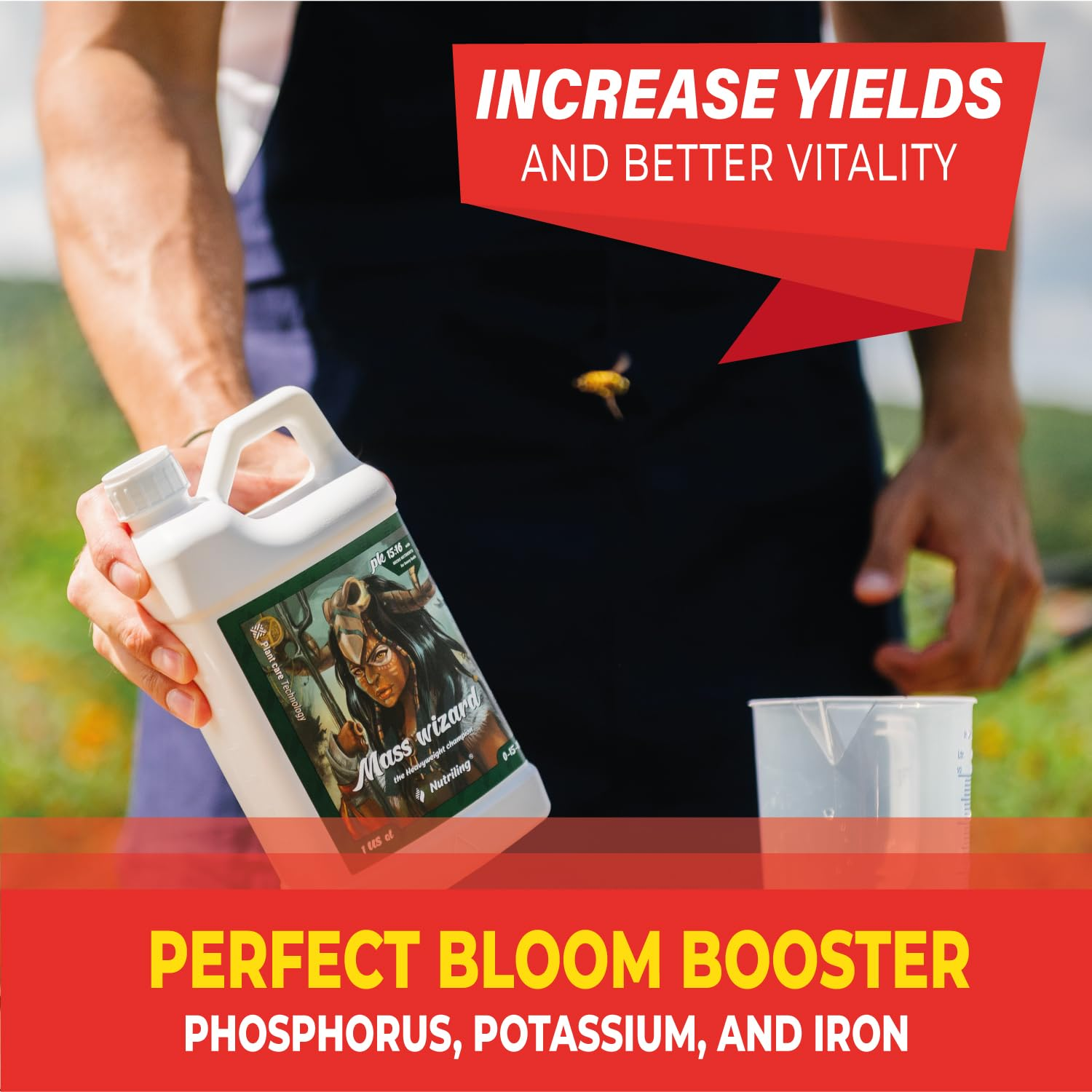 Bloom Booster Fertilizer as Hydroponic Nutrients. Use It in Soil, and General Hydroponics - Mass Wizard 0-15-16 - Phosphorus and Potassium Fertilizers. Big Bud Liquid Fertilizer - 1L image number 1