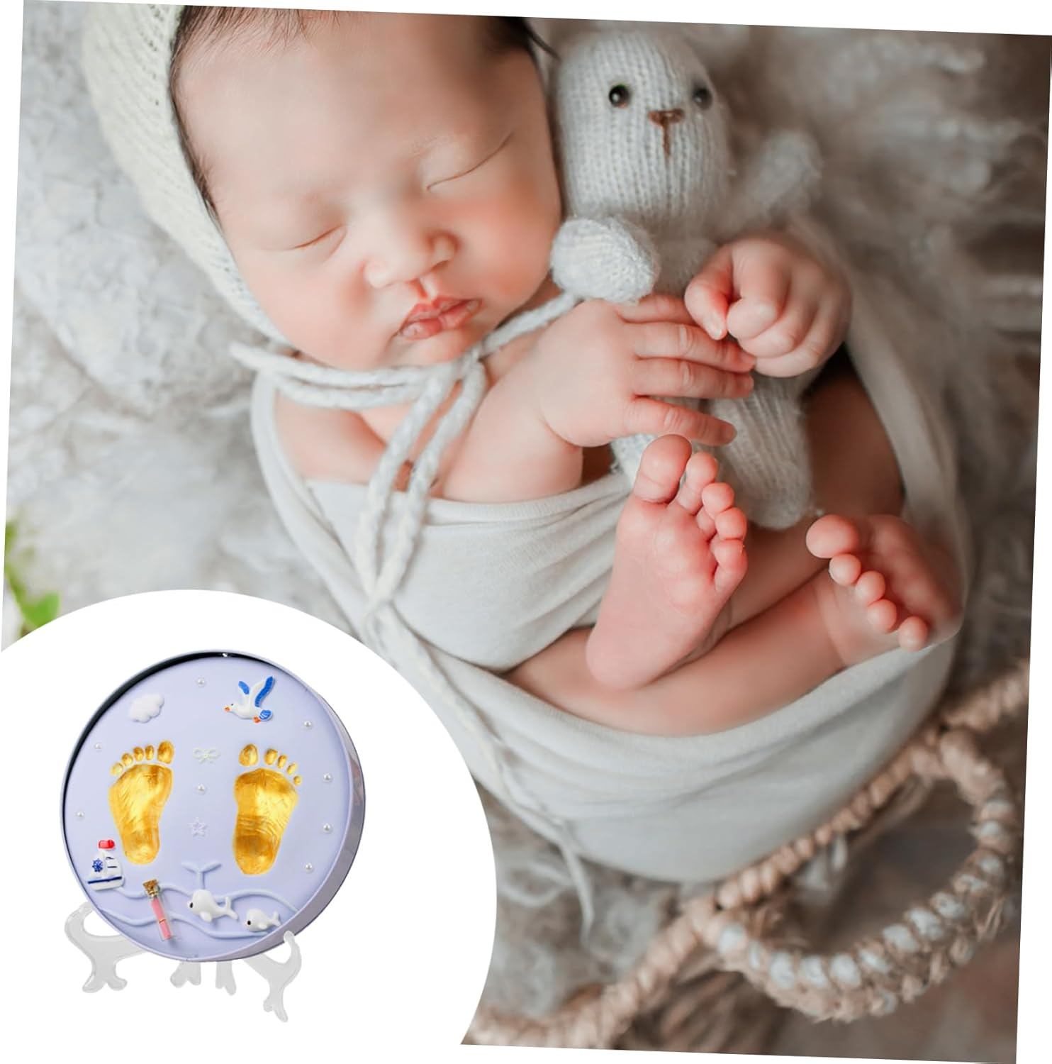 1 Set Hand and Foot Ink Pad Footprint DIY Keepsake First Newborn Present Moulds Hand Mold Kit Ornament Making Kit for New Born Essentials For