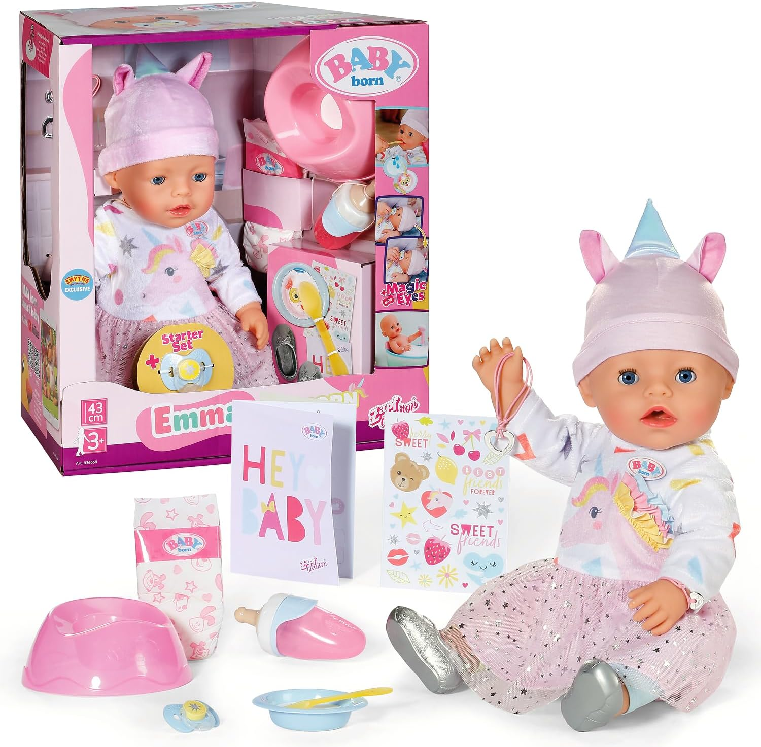Baby Born Jonas, ​​Baby Doll with 10 Functions and Accessories, for Children Aged 3 and Over, Works without Batteries, 43Cm Tall Doll, 834848 Zapf Creation