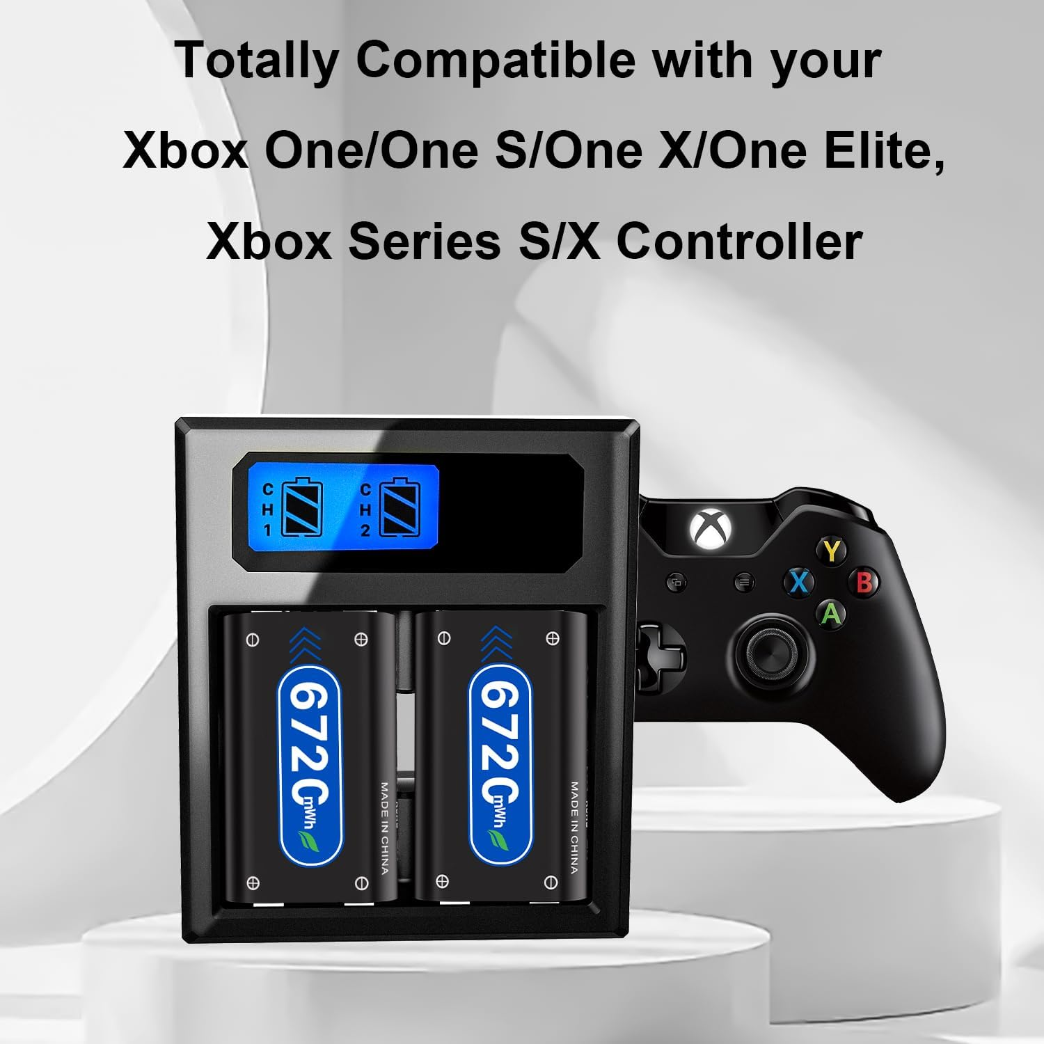 2X6720Mwh Rechargeable Battery Packs for Xbox One with Charger, 2025 New Upgrade 0 Cycle High Capacity Battery Replacement for Xbox Series X/Xbox Series S/Xbox One S/Xbox One X/Xbox One Elite image number 2