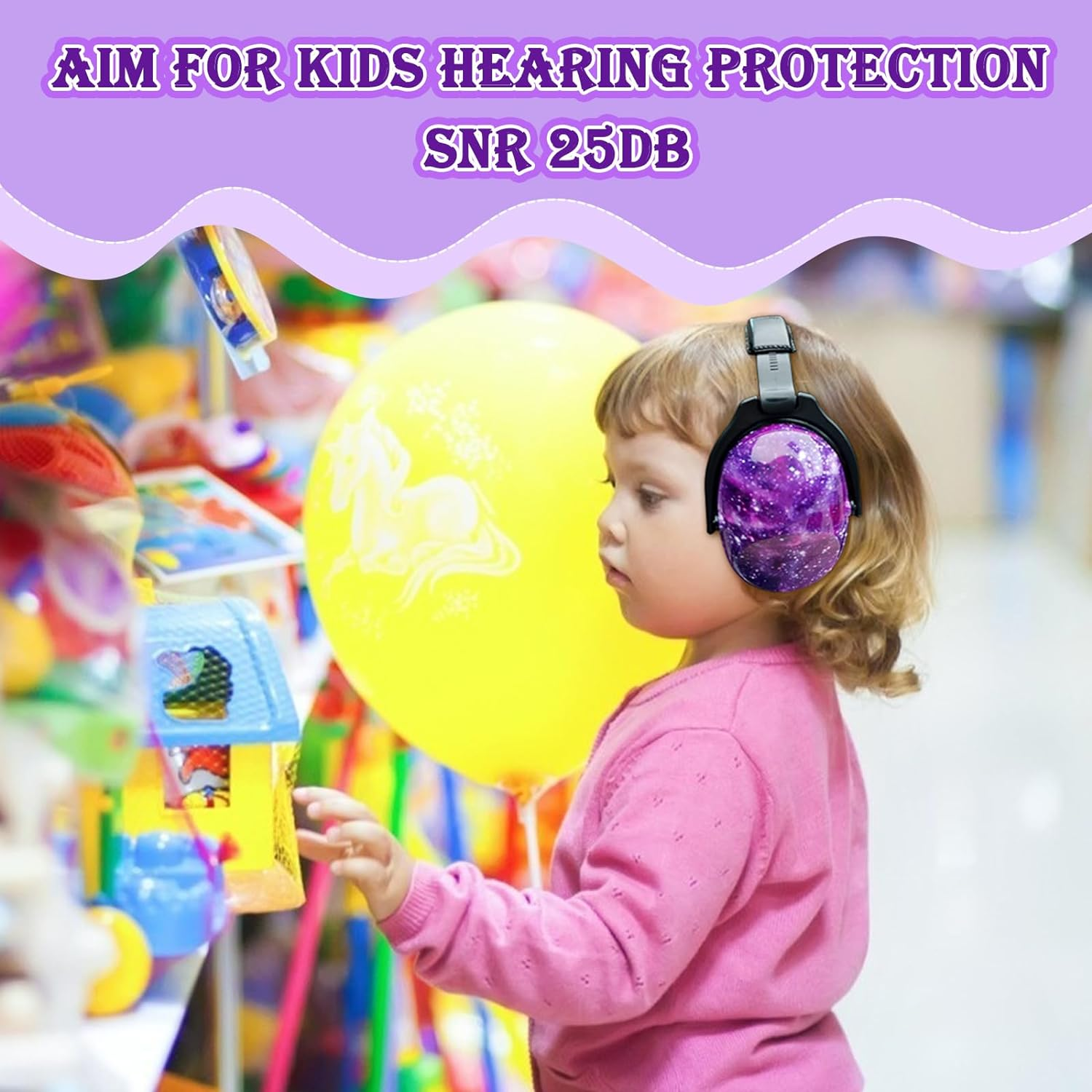 ZOHAN EM030 Kids Ear Protection Safety Ear Muffs for Concerts, Fireworks, Air Shows, Upgraded Adjustable Noise Reduction Hearing Protectors for Children Have Sensory Issues - Nebula Print image number 6