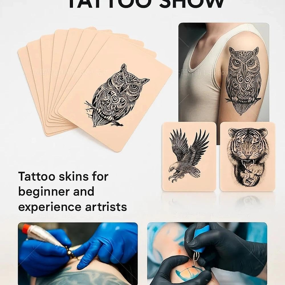 CRFY Tattoo Practice Skin with Transfer Paper &ndash; 10PCS Fake Skin (7.4&times;5.6 Inch) and 30PCS Transfer Stencil Paper Kit for Beginners & Professionals image number 5