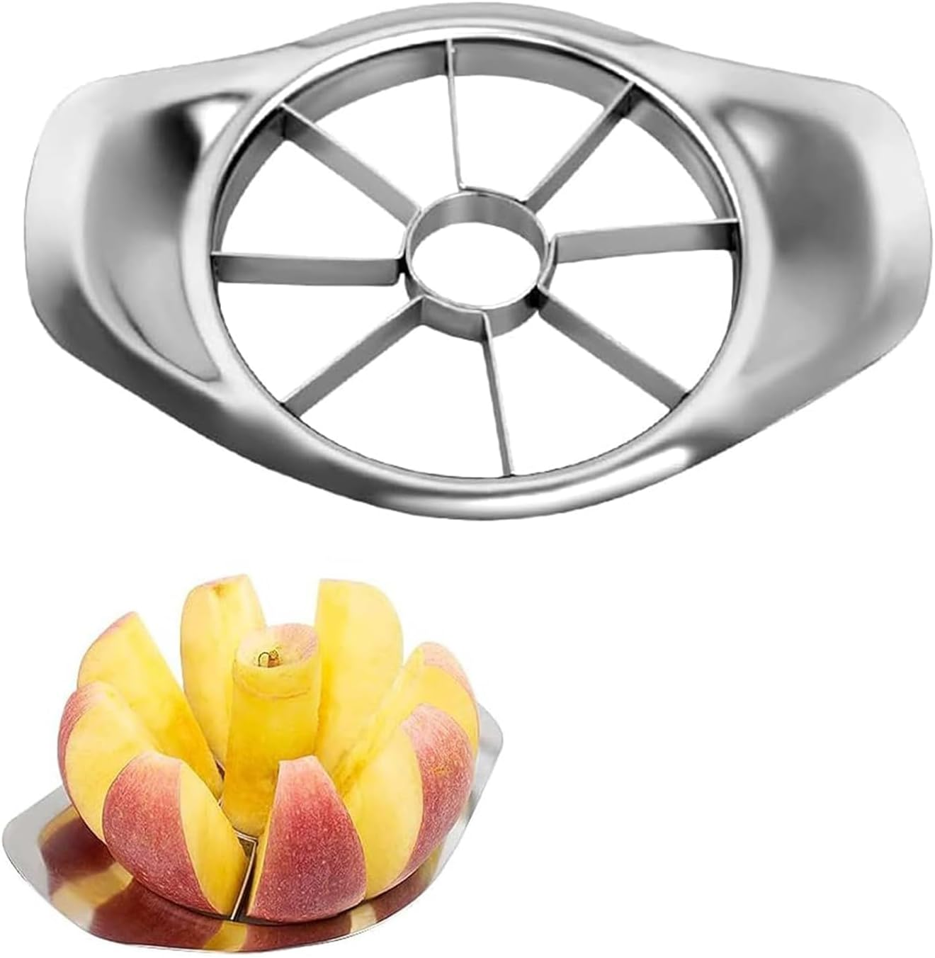 Stainless Steel Apple Slicer and Corer 8 Blades Food Grade 304 Extra Large Heavy Duty Apple Cutter image number 4