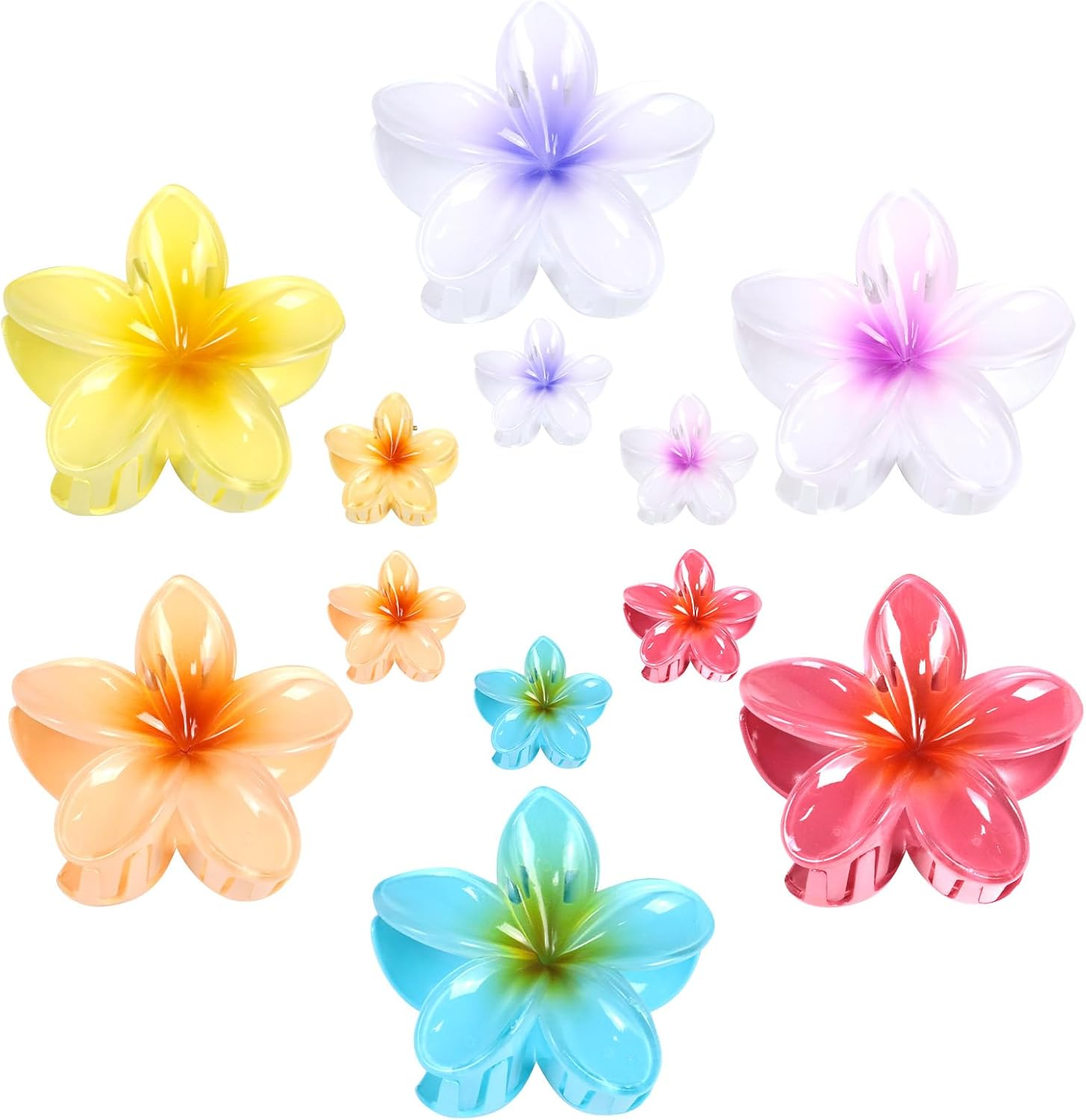 Kavya Plastic Flower Hair Clips, Pack of 12, Multicoloured Acrylic Hair Clip, Women'S Non-Slip Hair Clips, Elegant Hair Accessories image number 5