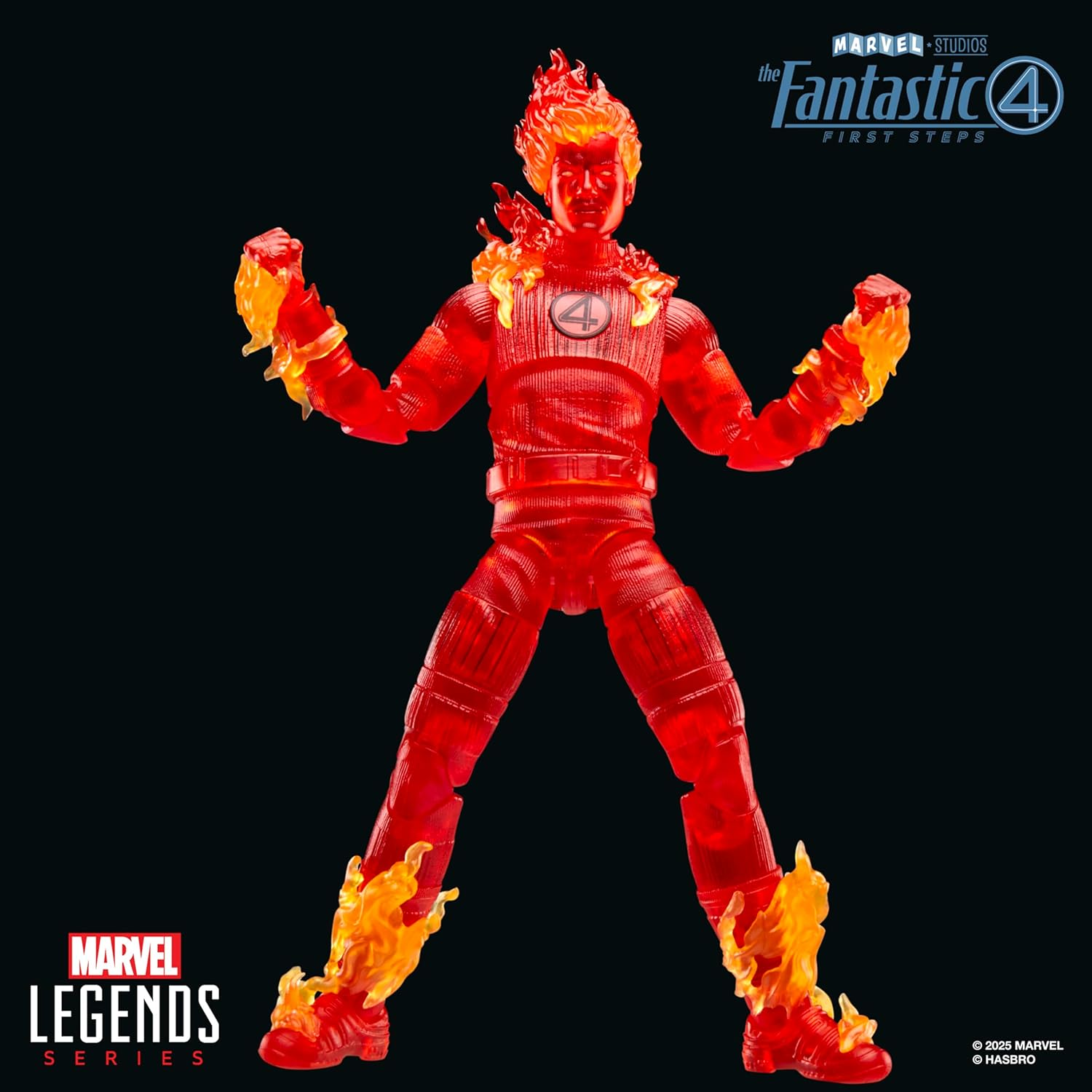 Marvel Legends Series Human Torch, the Fantastic Four: First Steps Johnny Storm Movie Collectible 6 Inch Action Figure Toy image number 1