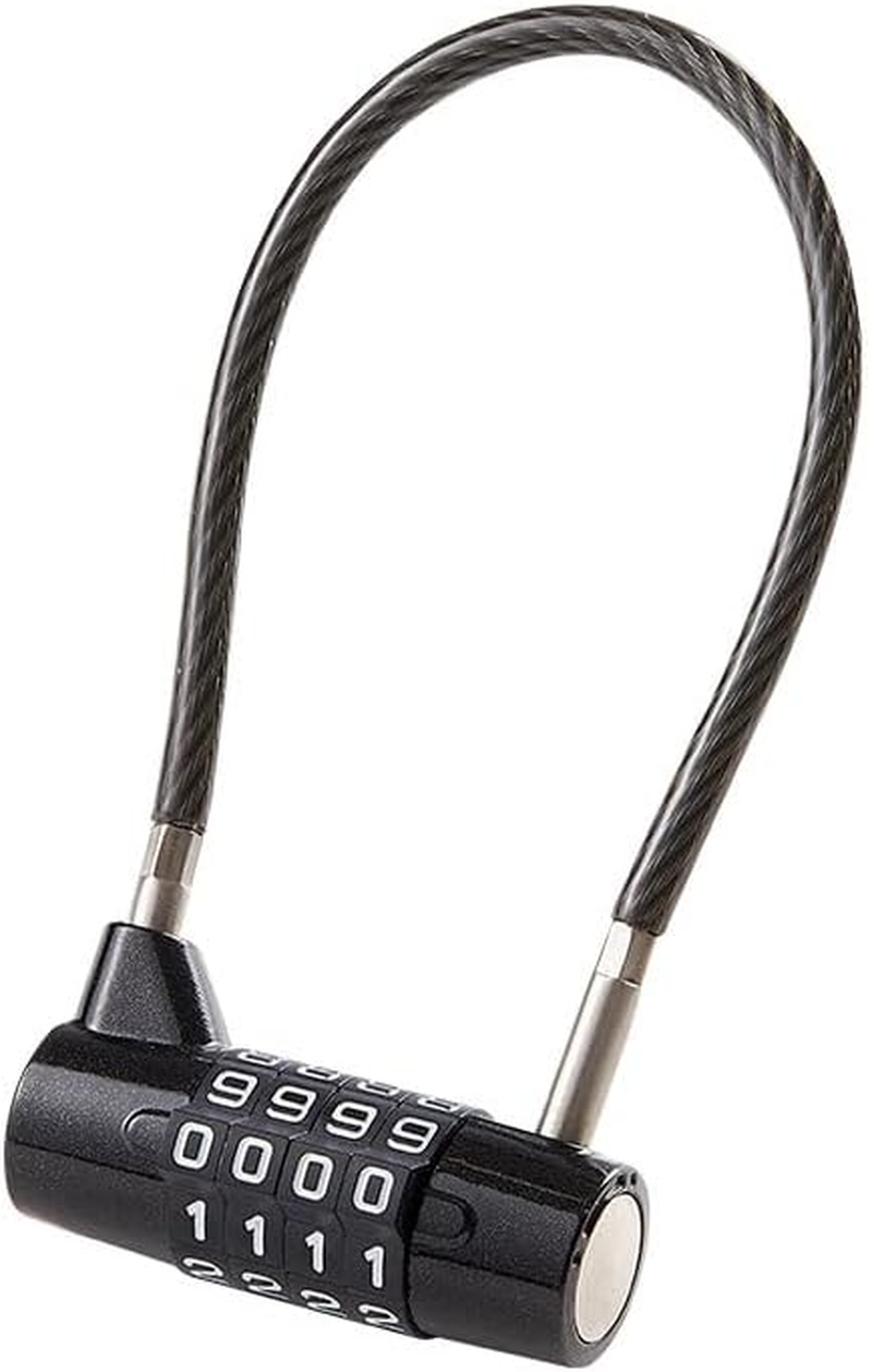 4 Digit Combination Padlock, 6.9 Inch Long Shackle Cable Lock with 4-Digit Resettable Combination, Waterproof Steel Padlock for Outdoor Fence, Gym, School Locker, Suitcase Bag, Bike Security image number 6