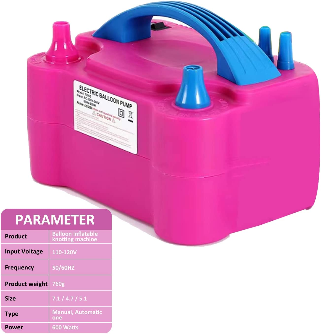 Electric Air Balloon Pump,Portable Dual Nozzle Electric Balloon Inflator/Blower for Rose Red 220V-240V 600W Balloon Blower Pump for Party Decoration, Faster and save Time image number 6