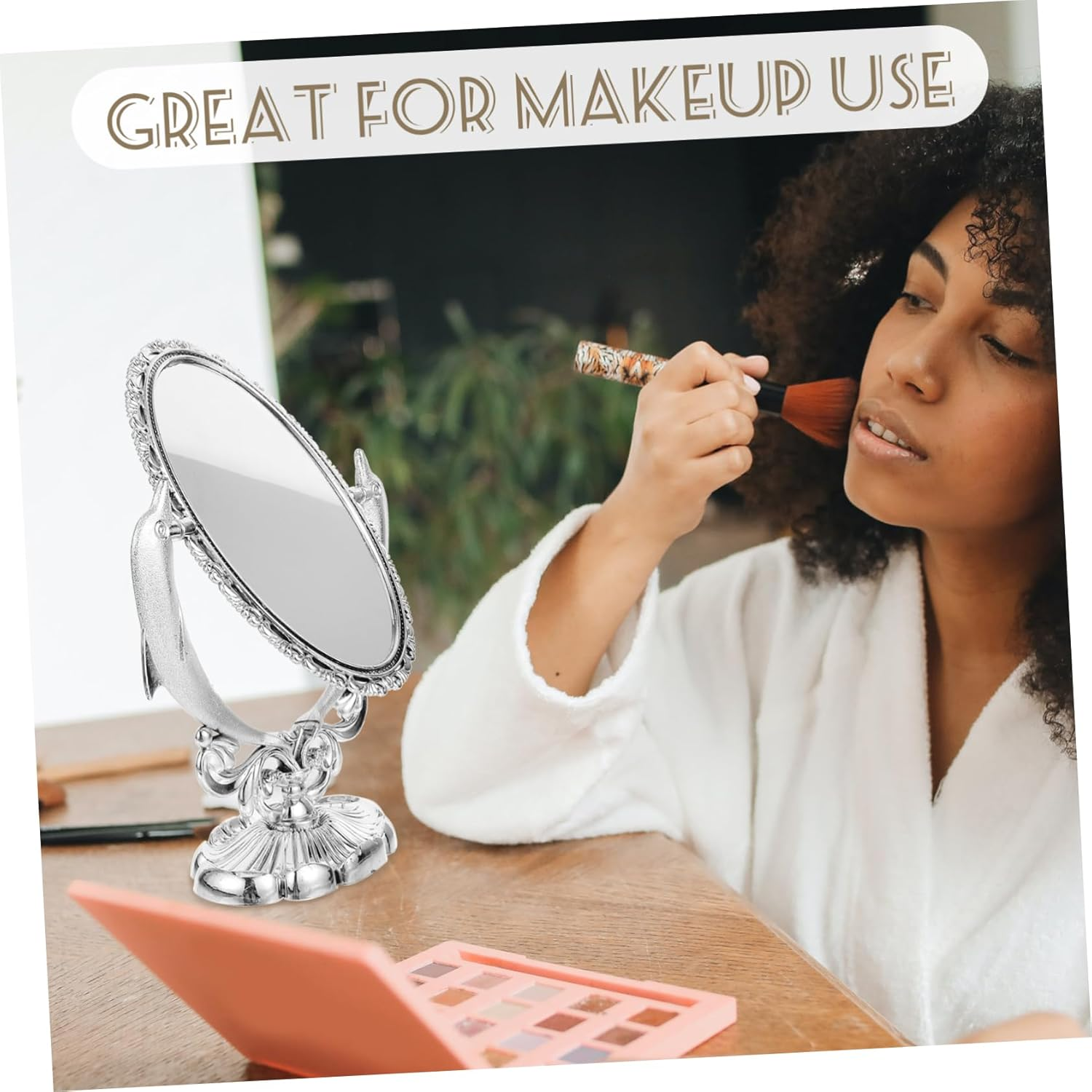 HONMEET Desktop Double-Sided Makeup Mirror Elegant Decorative Table Mirror for Beauty Salon and Home Use Viewing Angle for Makeup Application