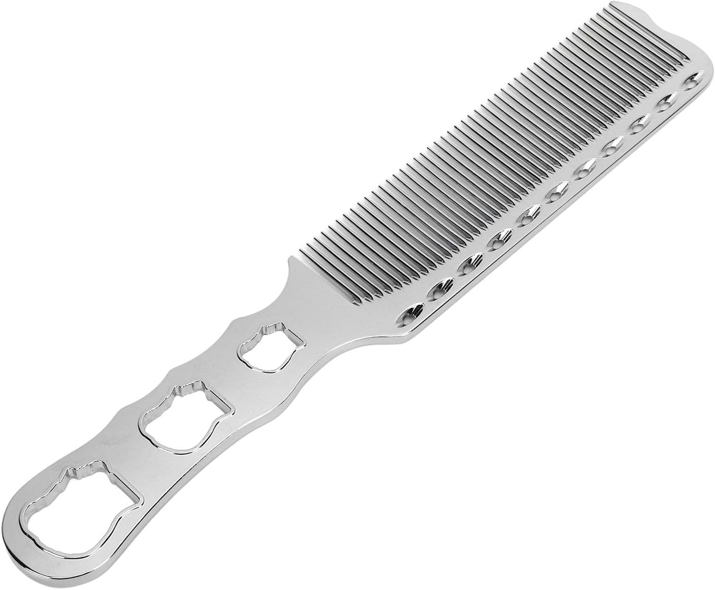 Metal Hair Comb, Aluminium Fine Tooth Hair Cutting Comb Flat Top Clipper Comb Hairdressing Comb for Professional Stylists and Hairdressers (Silver) image number 6